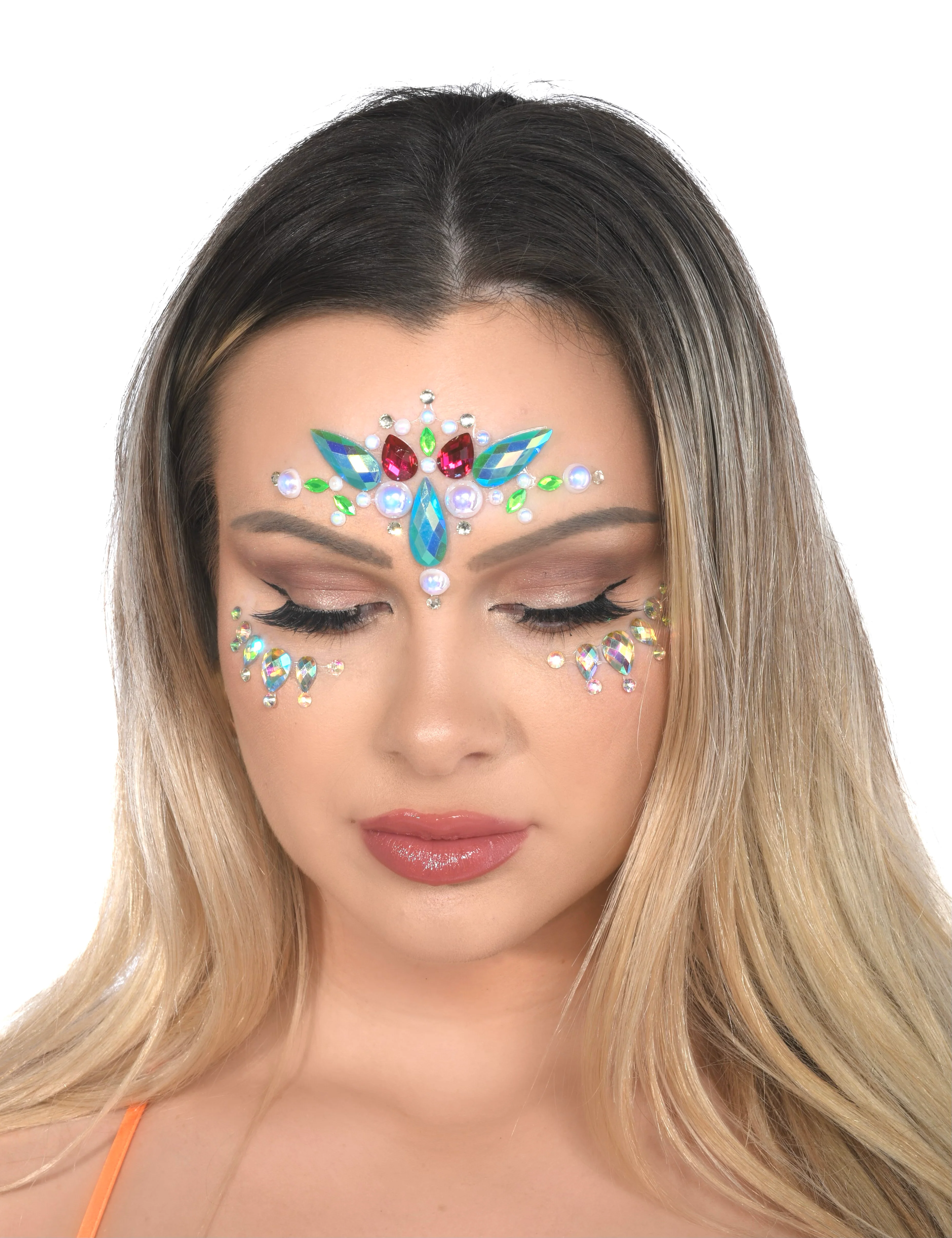BB Blue Rhinestone Crystal Face Jewels