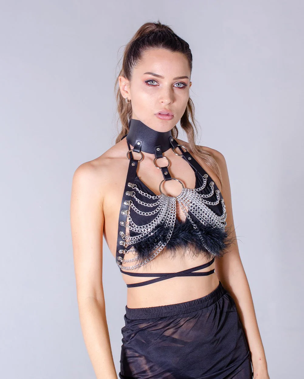 Black Fuzzy Top & Skirt Set - Image 4