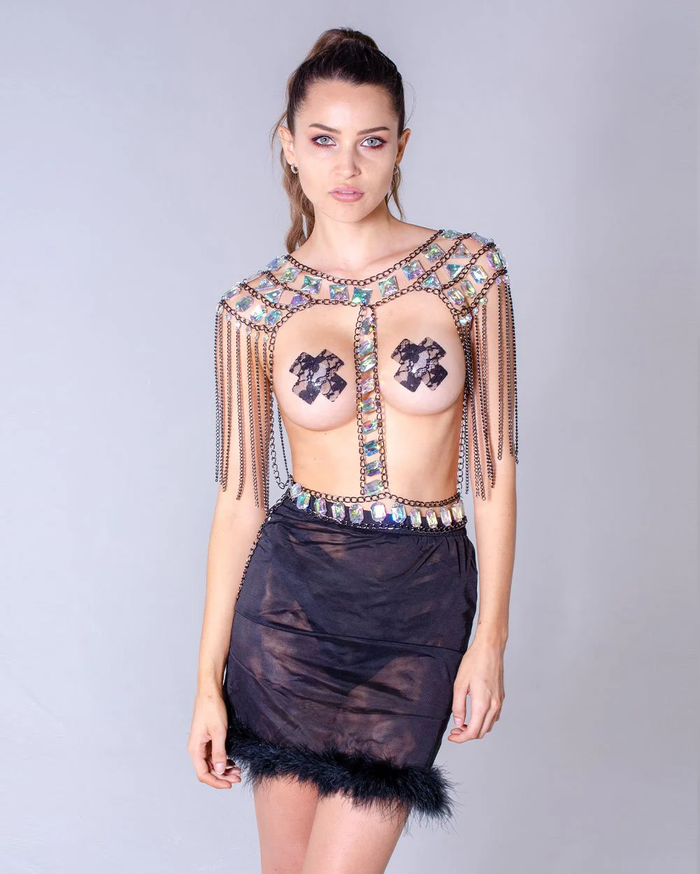 Black Fuzzy Top & Skirt Set - Image 5