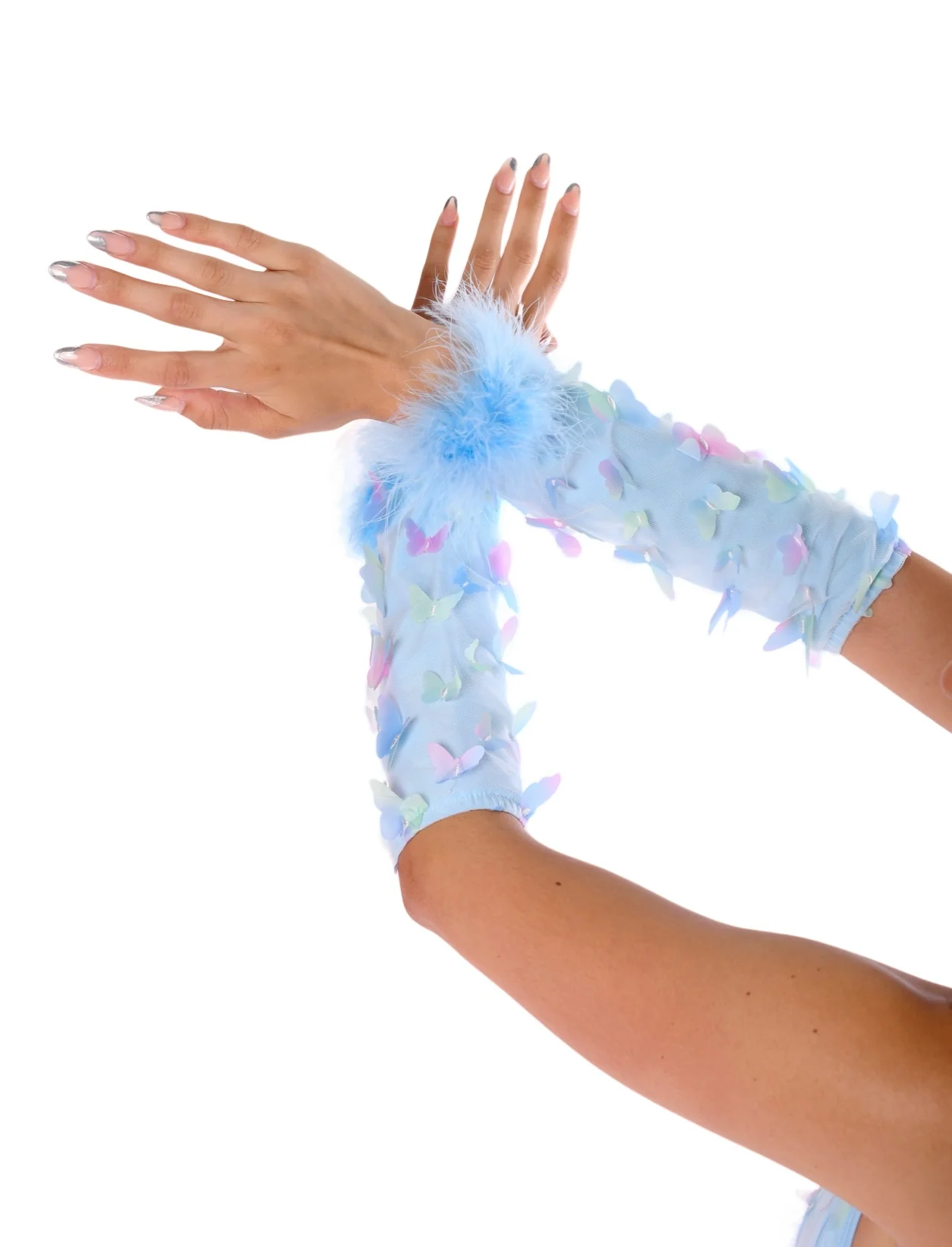 Blue Butterfly Fuzzy 3D Sleeves
