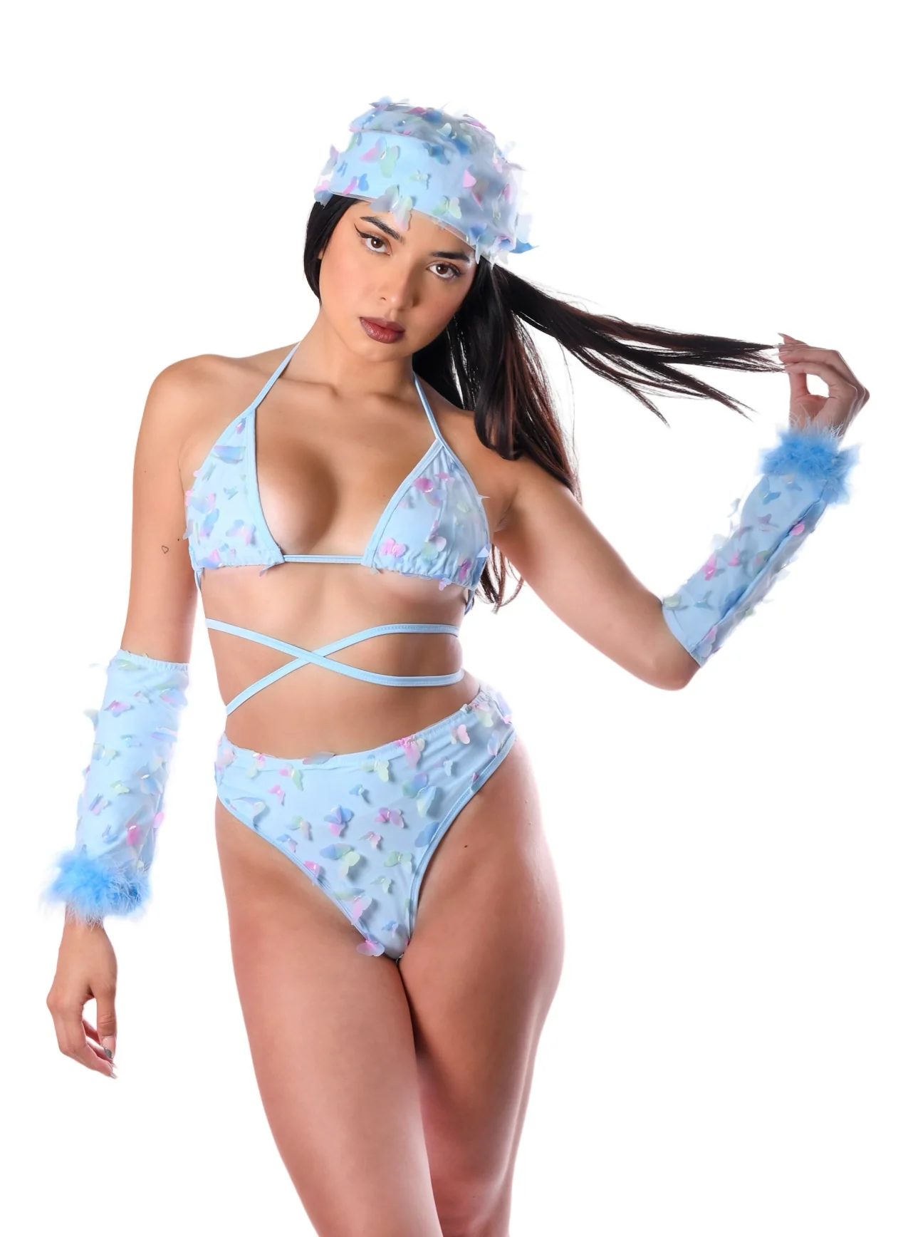 Blue Butterfly Fuzzy 3D Sleeves - Image 2