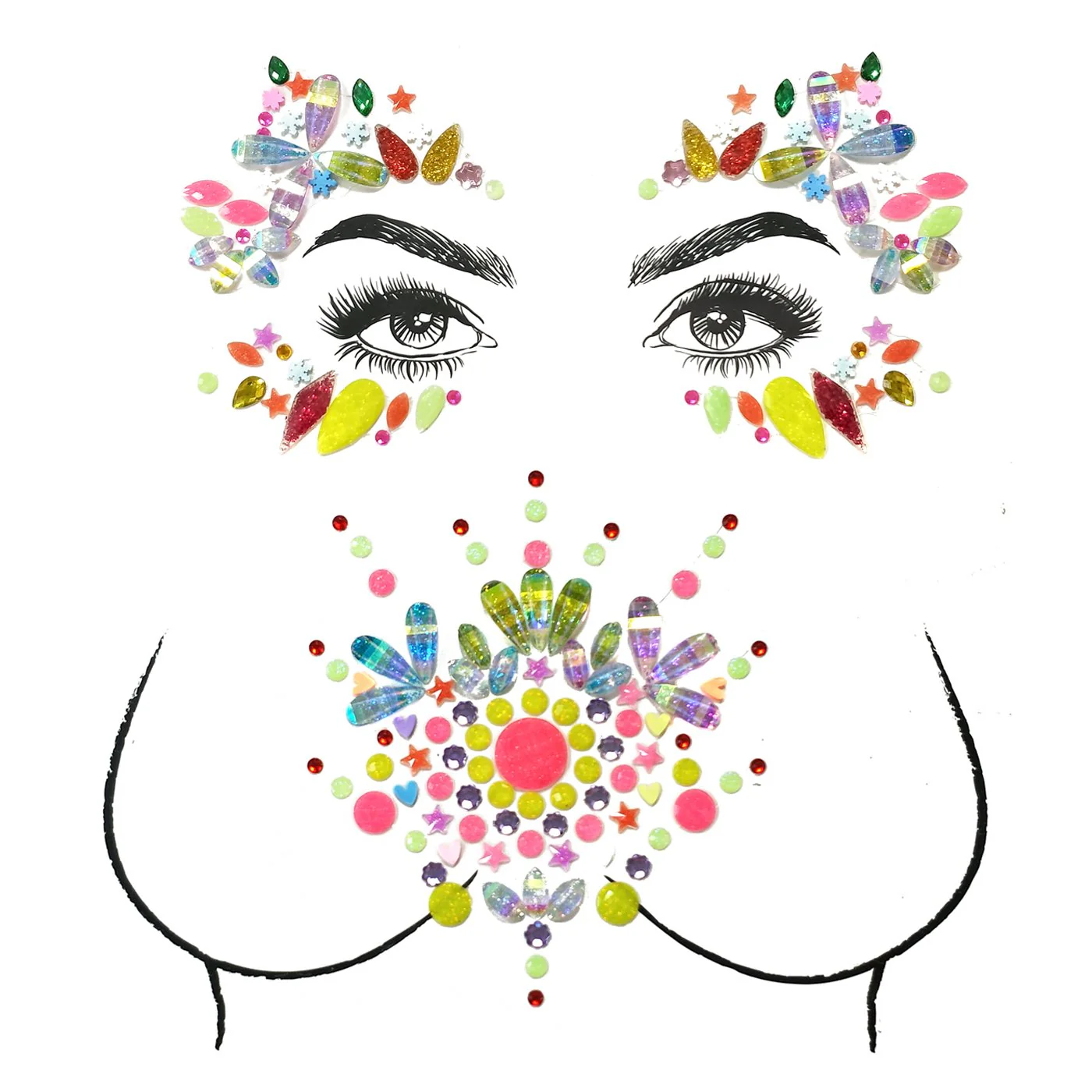 Rhinestone Crystal Face & Body Jewels Set - Image 2