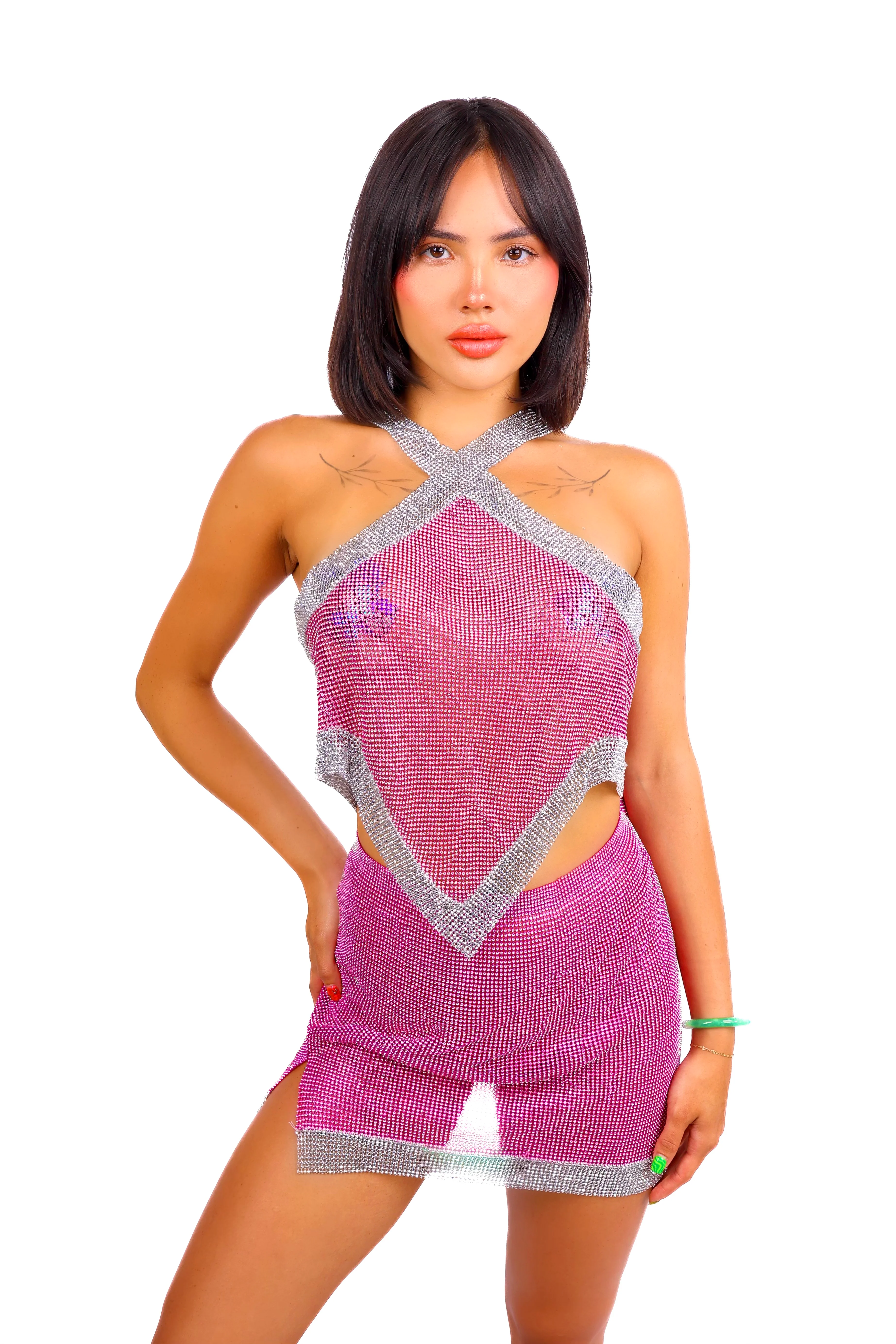 Pink Diamond Metallic Skirt - Image 2