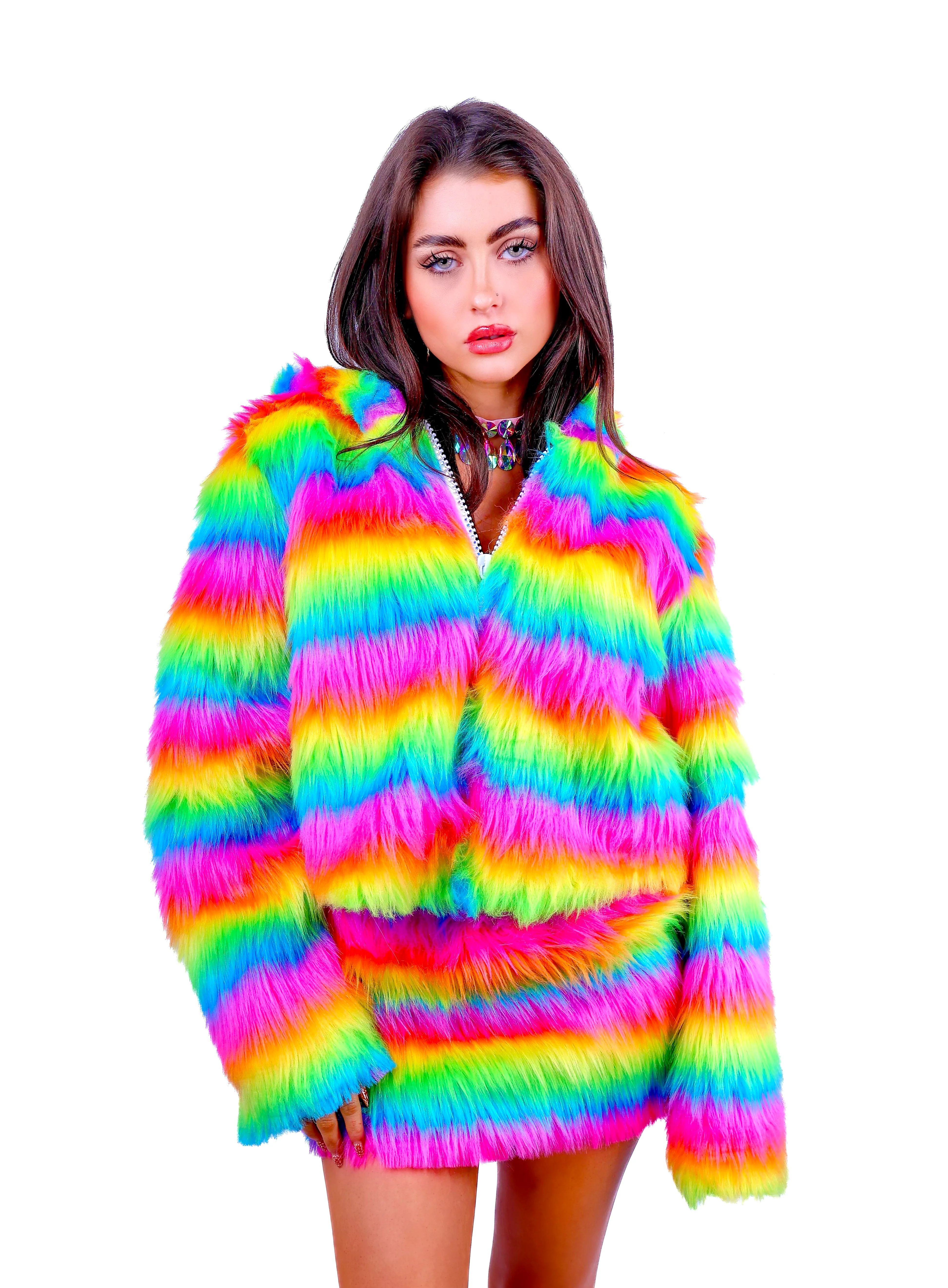 Rainbow Candy Fuzzy Jacket
