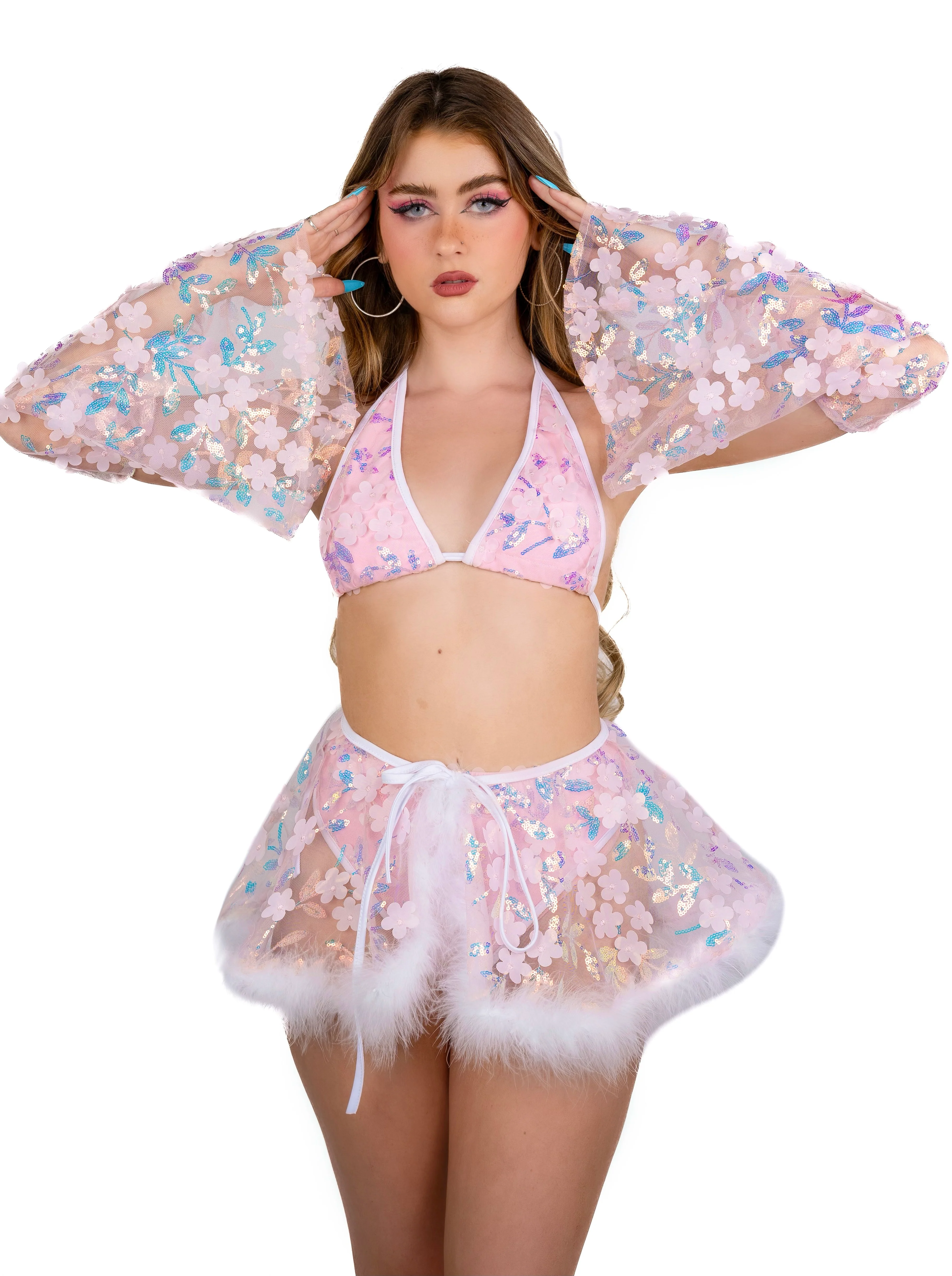 Pink Cloud Fairy Blossom Arm Sleeves - Image 3