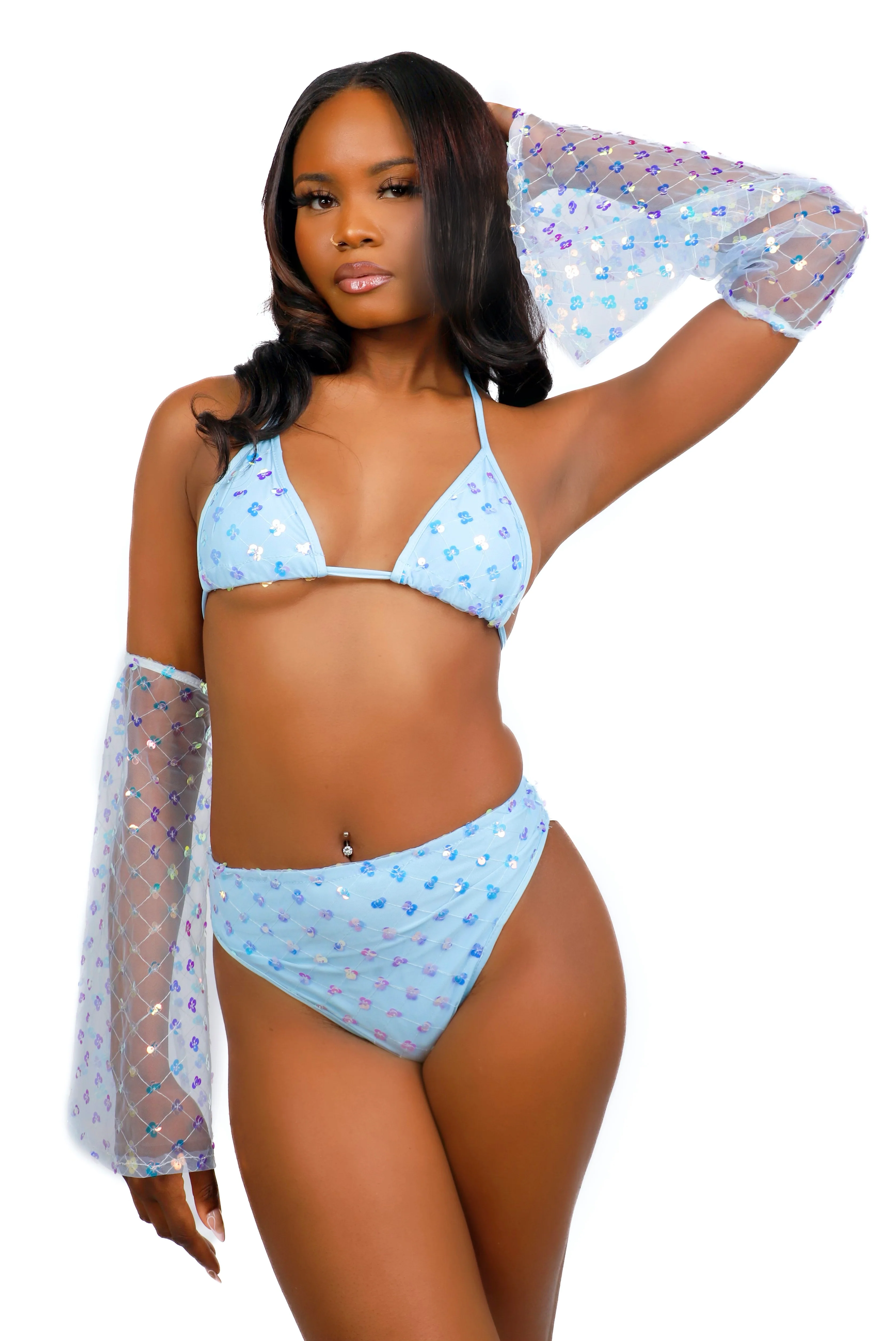 Baby Blue Sparkle Fairy Blossom Arm Sleeves - Image 4