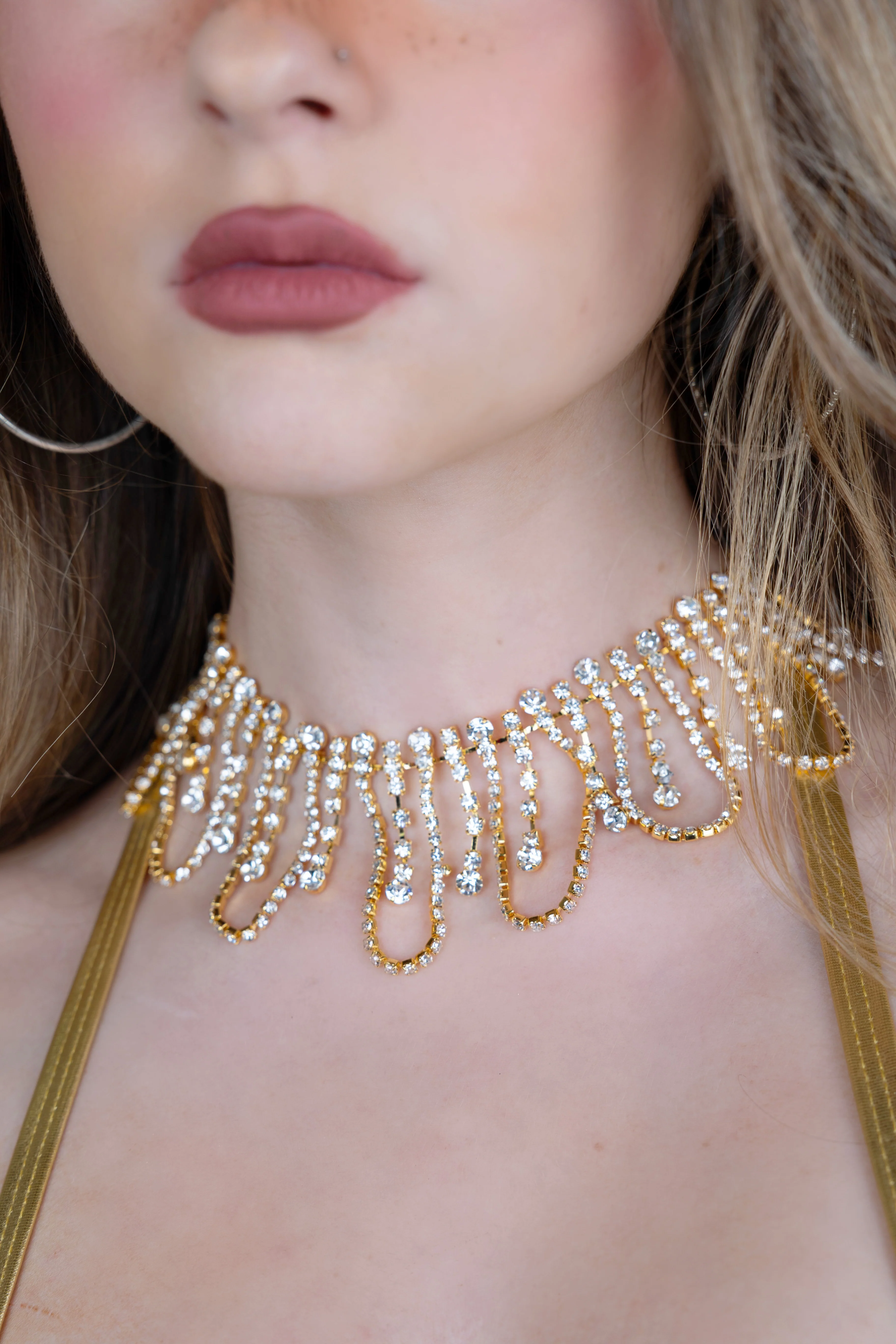 Gold Sunset Rhinestone Necklace - Image 2