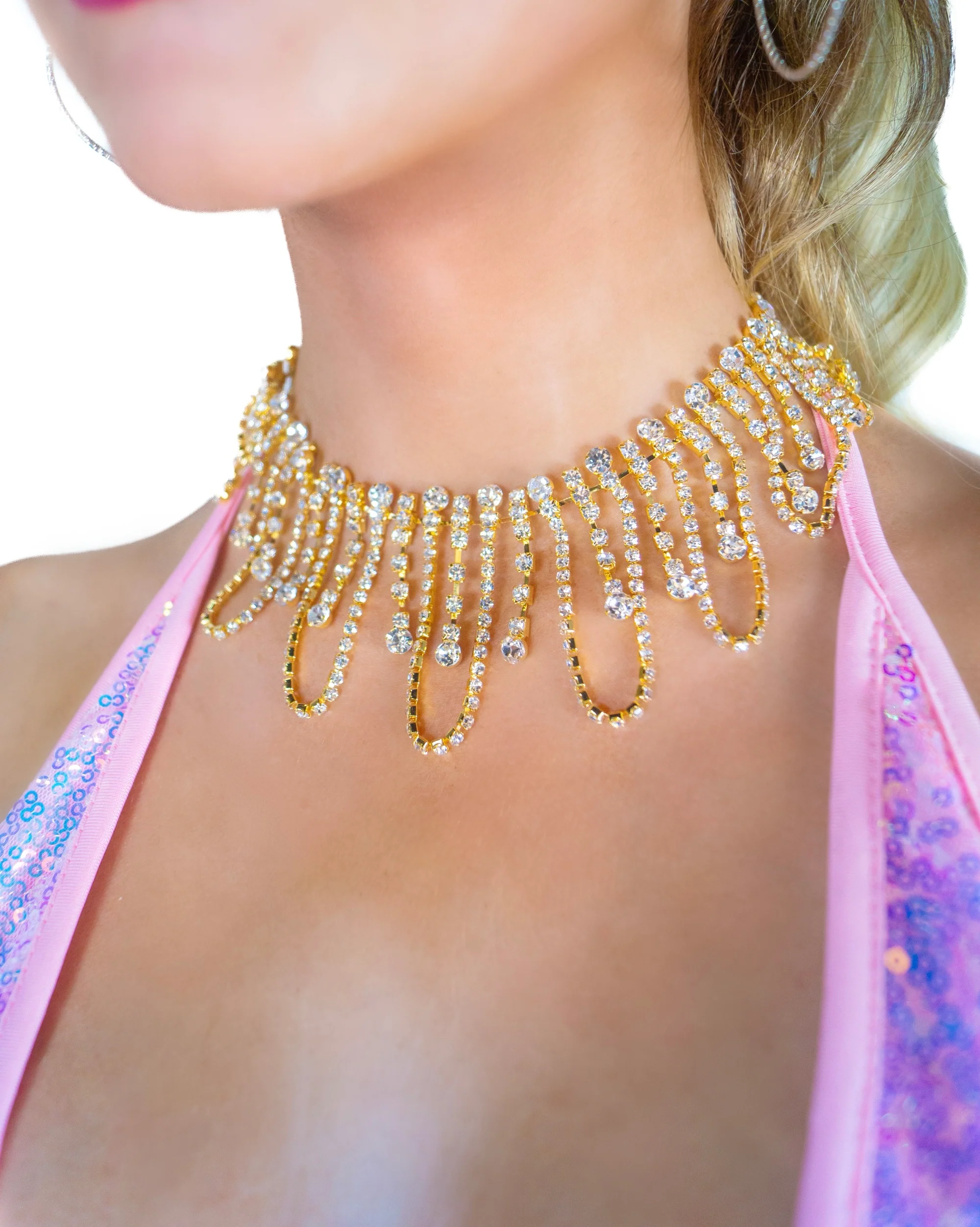 Gold Sunset Rhinestone Necklace - Image 3