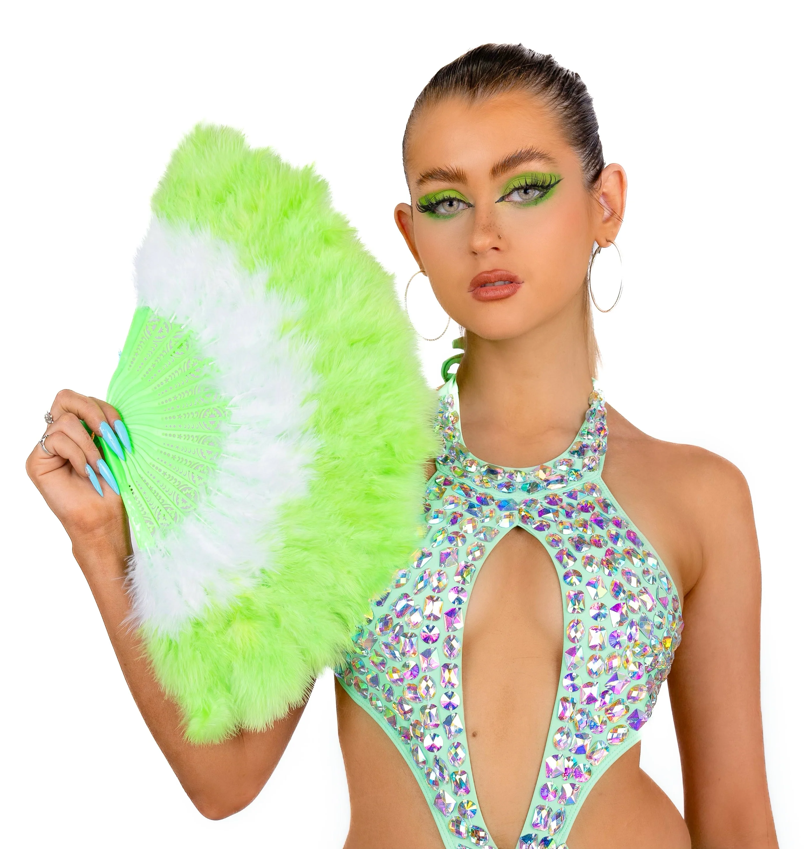 Big Fuzzy Fur Fan - Lime Green