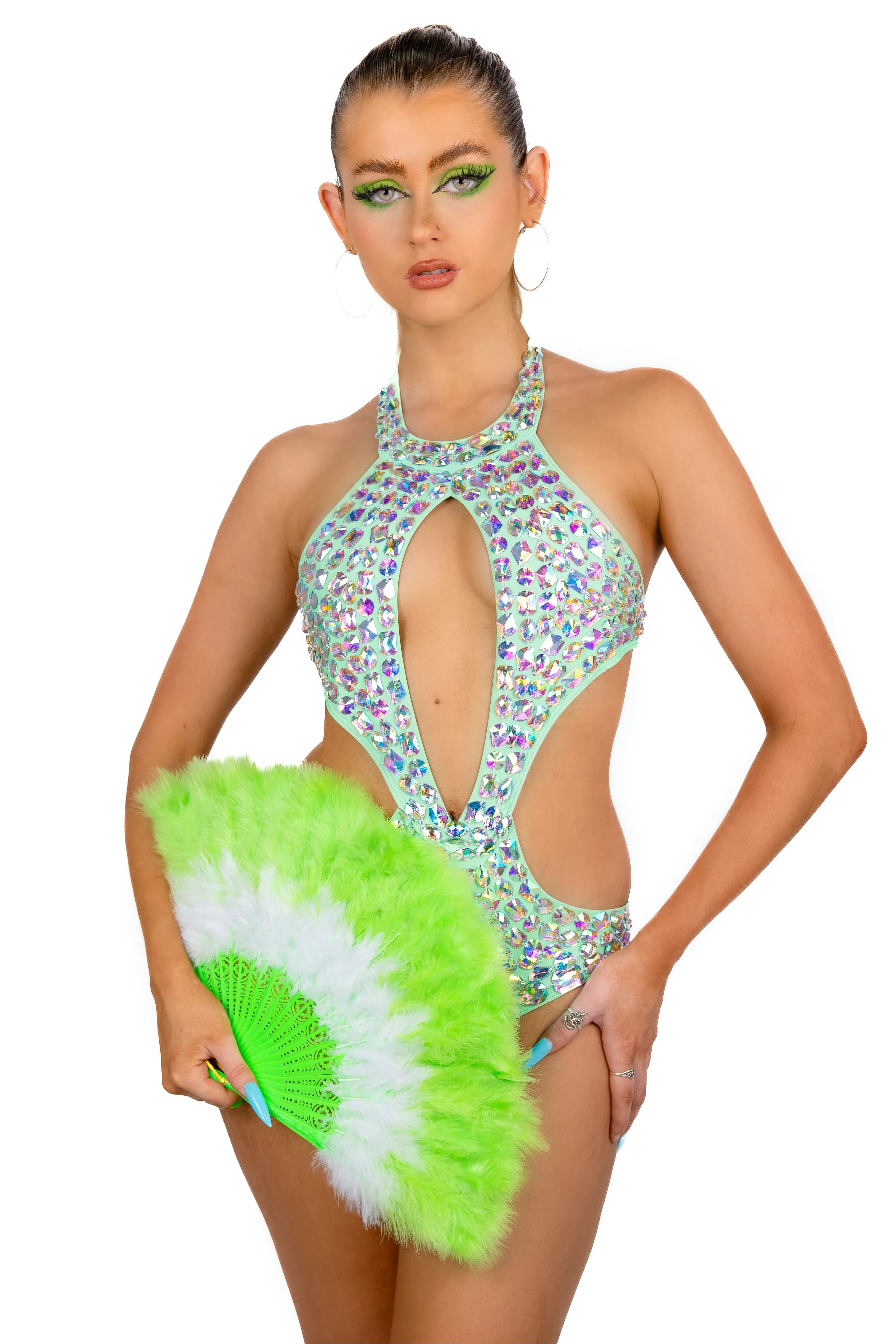 Big Fuzzy Fur Fan - Lime Green - Image 2