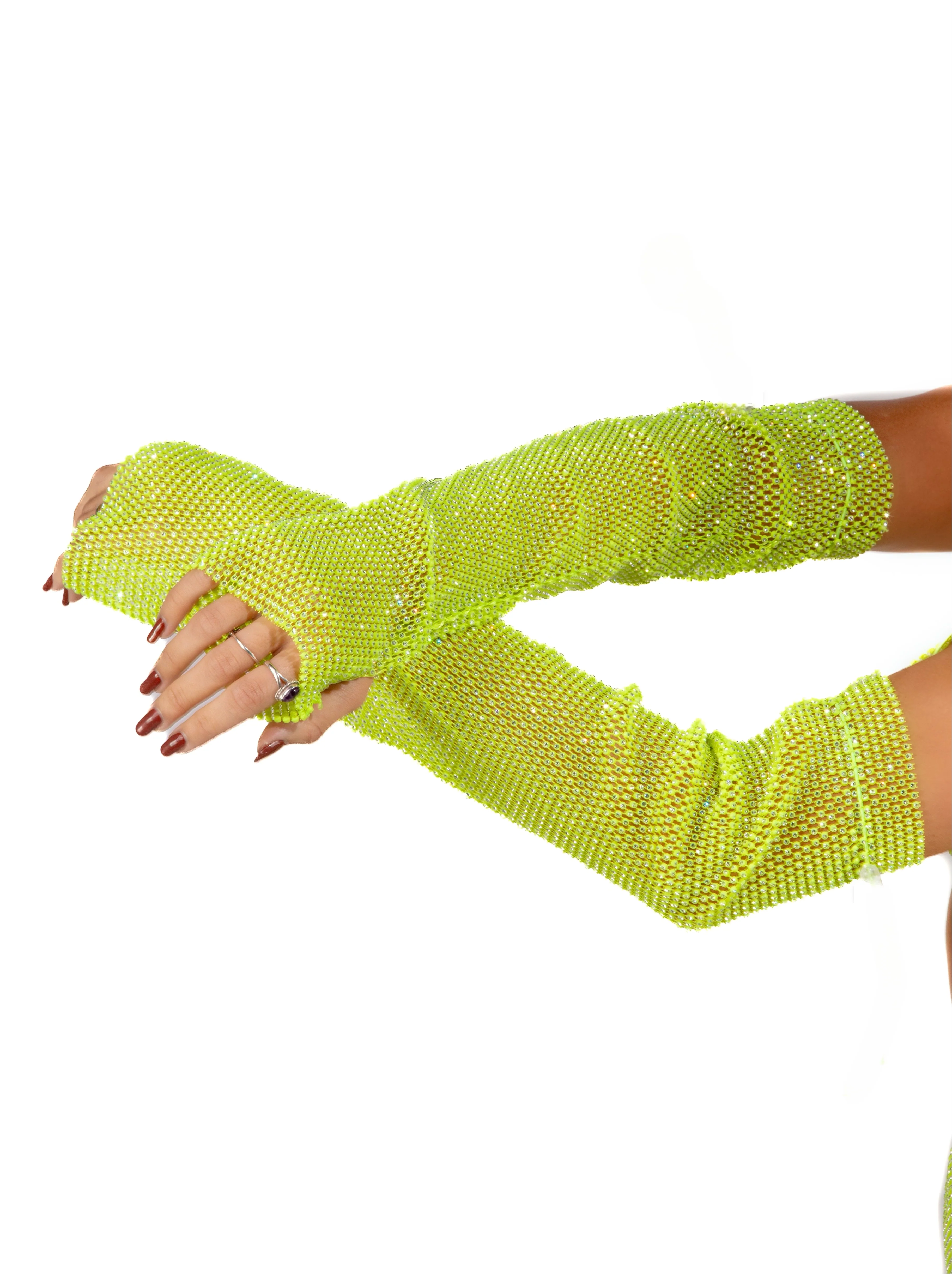 Mesh Fishnet Set - Neon Green (3 pcs) - Image 7