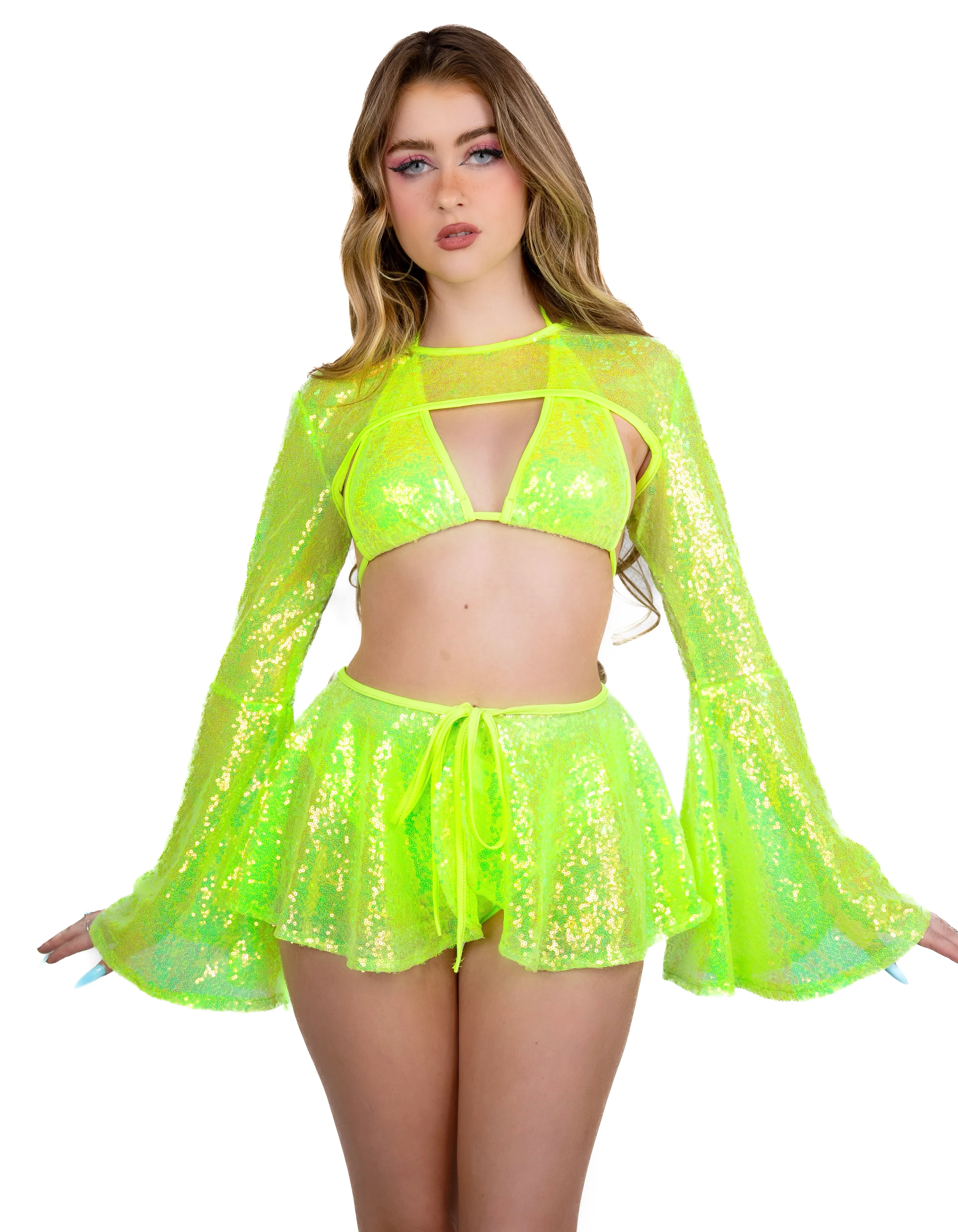 Lime Goddess Sequin Skirt - Image 4