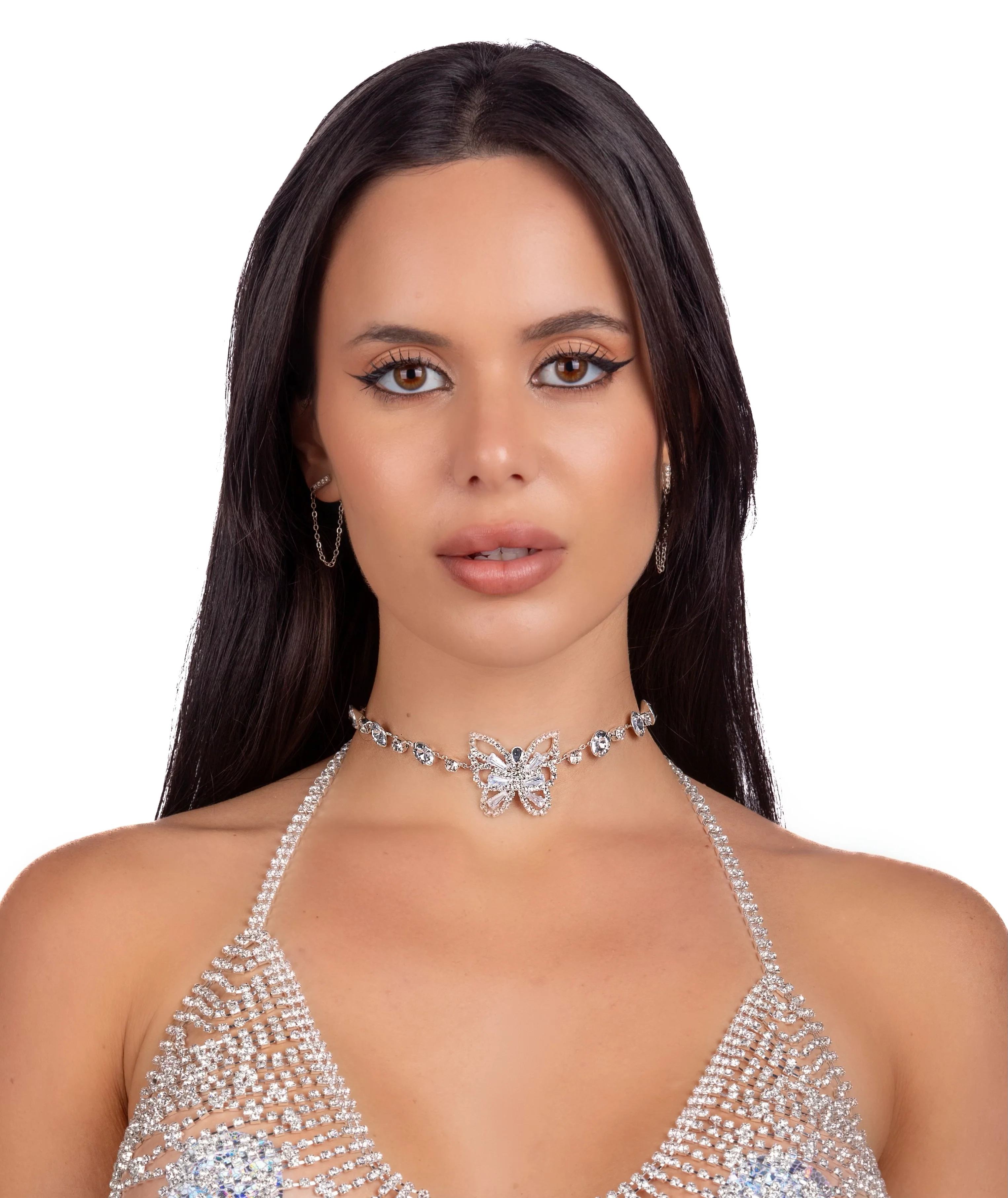 Silver Butterfly Crystal Necklace - Image 2