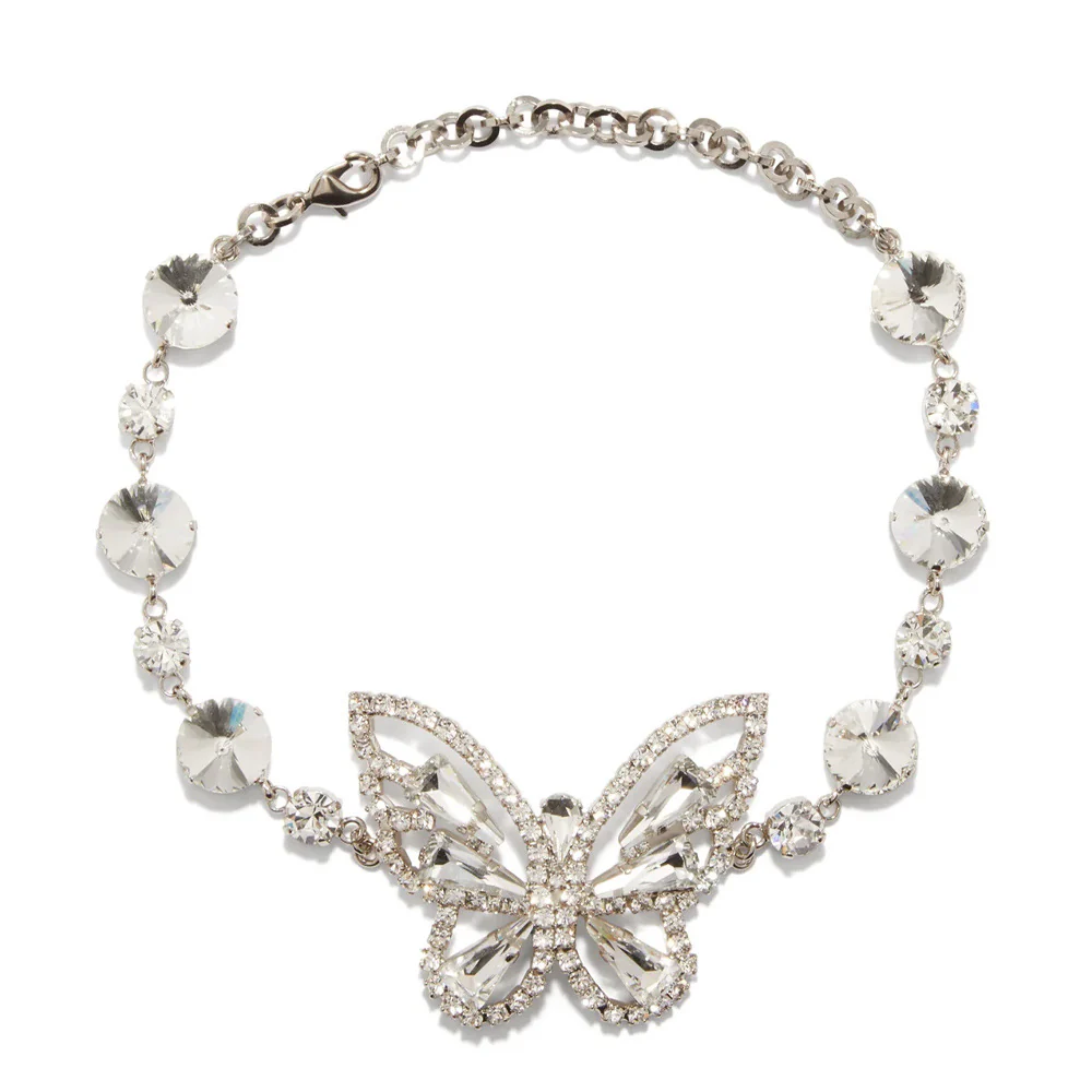 Silver Butterfly Crystal Necklace - Image 3