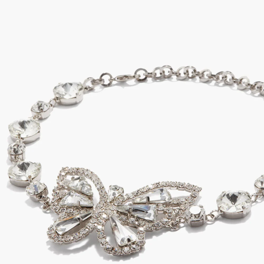Silver Butterfly Crystal Necklace - Image 4