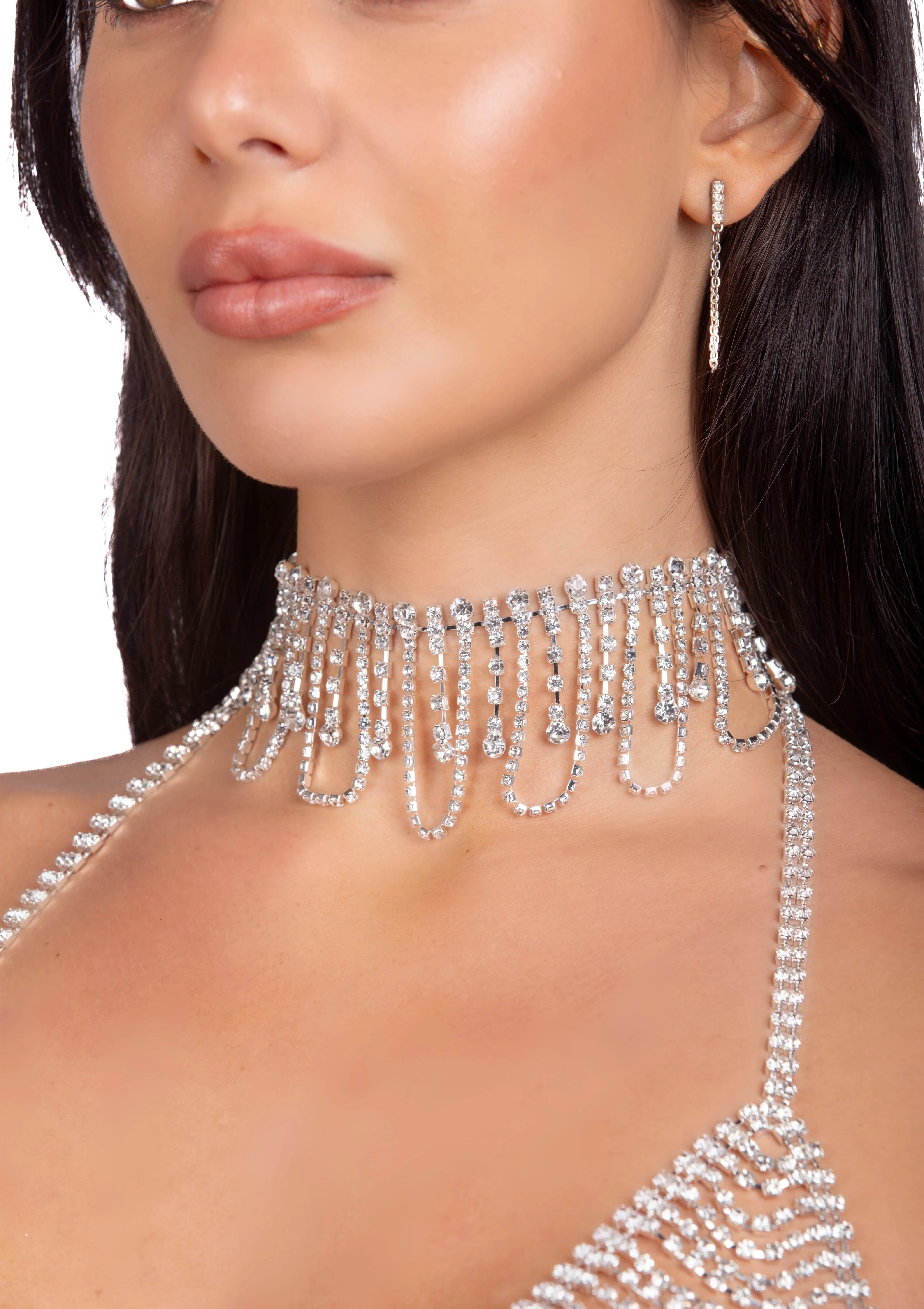 Silver Moonlight Rhinestone Necklace