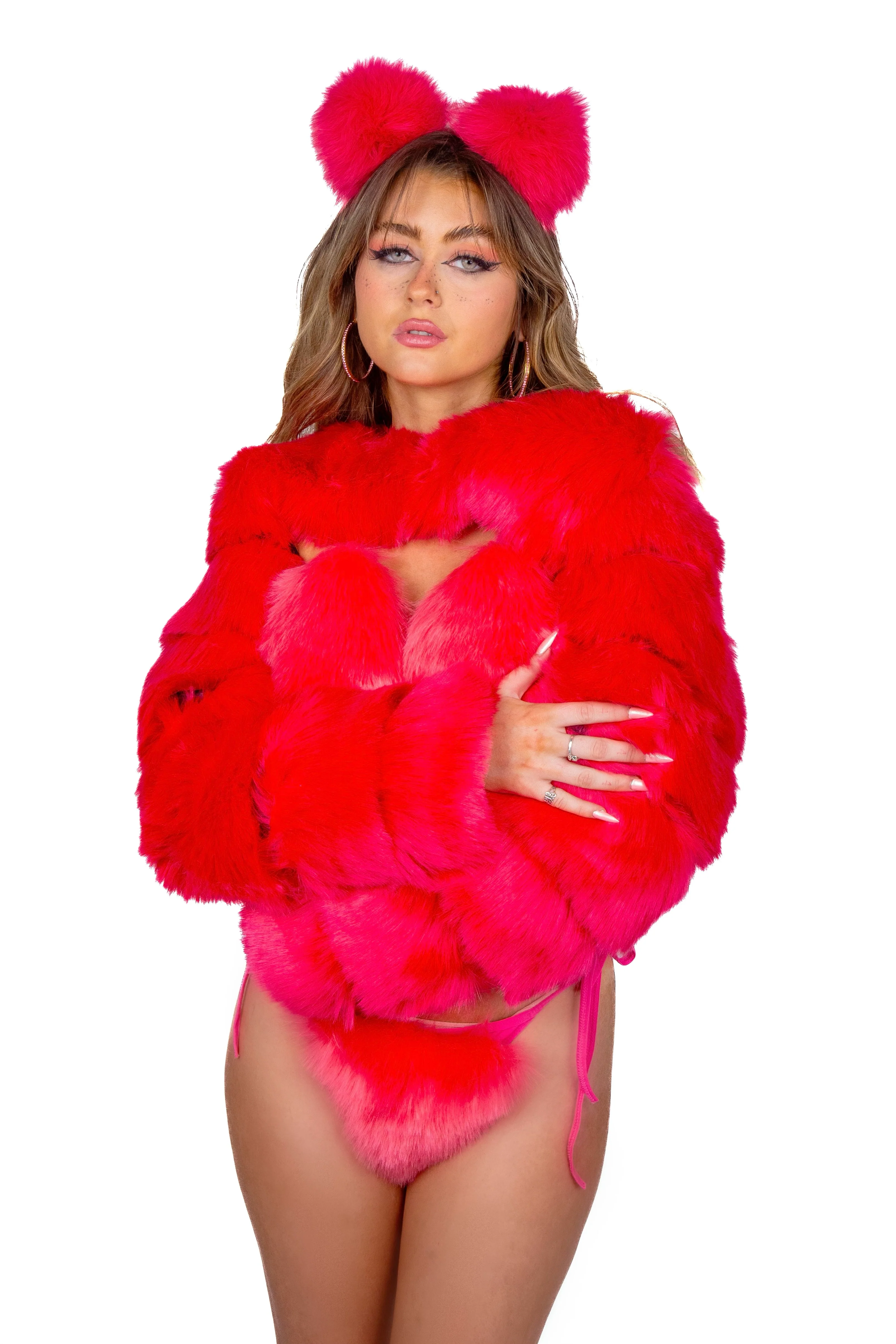 Berry Pink Puffy Arm Sleeves - Image 2