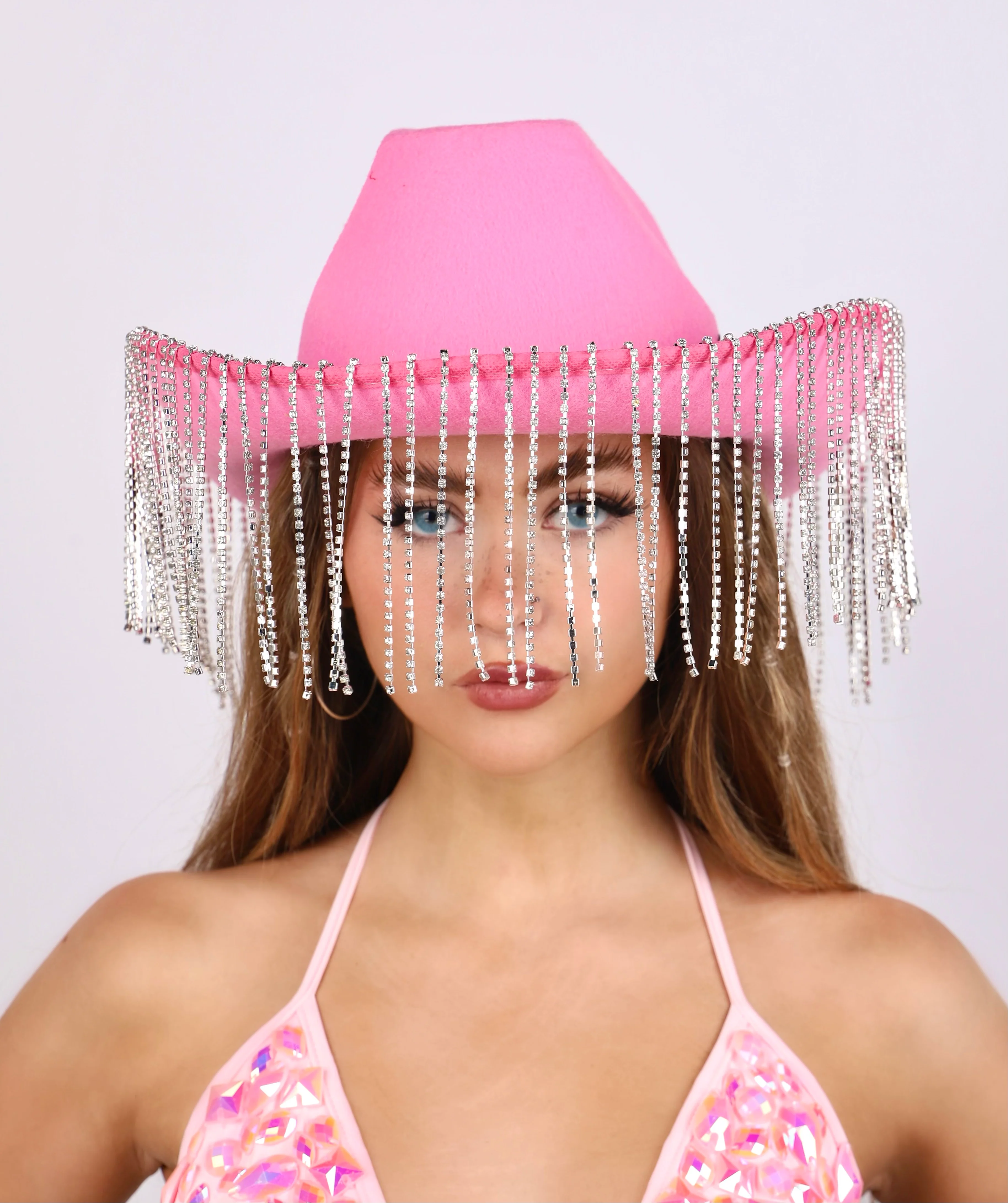 Pink Rhinestone Brim Hat - Image 2