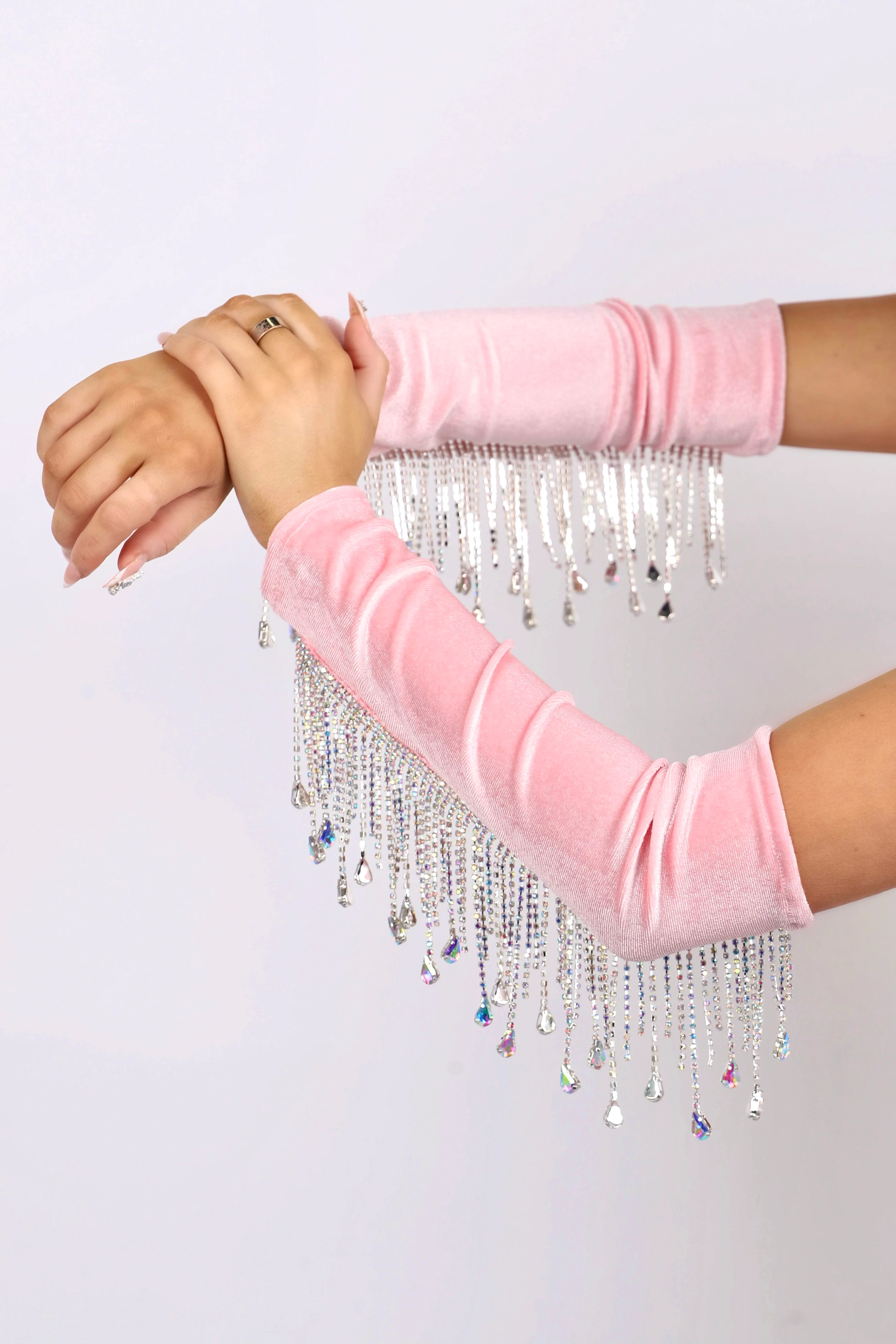 Pink Rhinestone Arm Sleeves