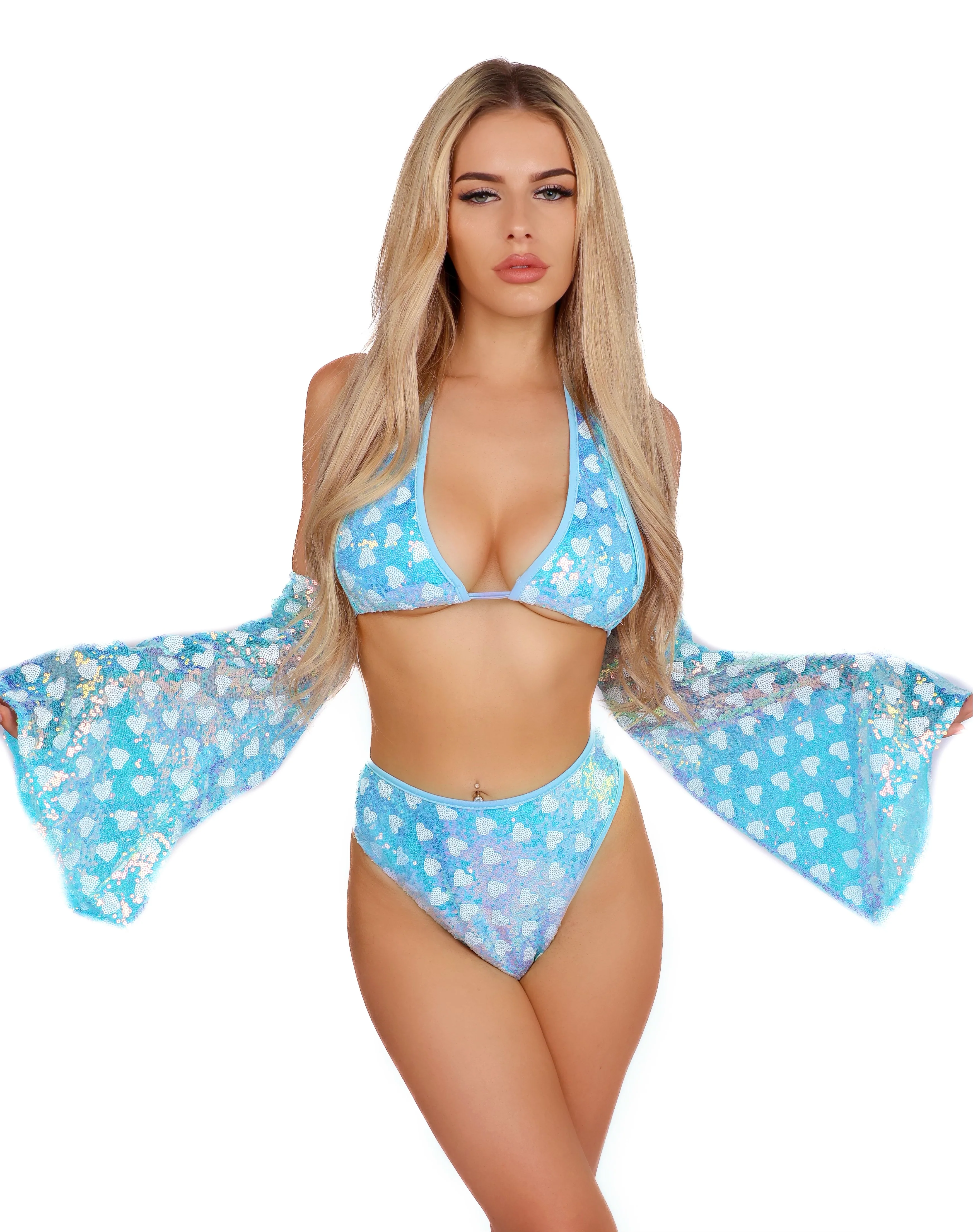 Sky Blue Hearts Aura Arm Sleeves - Image 3