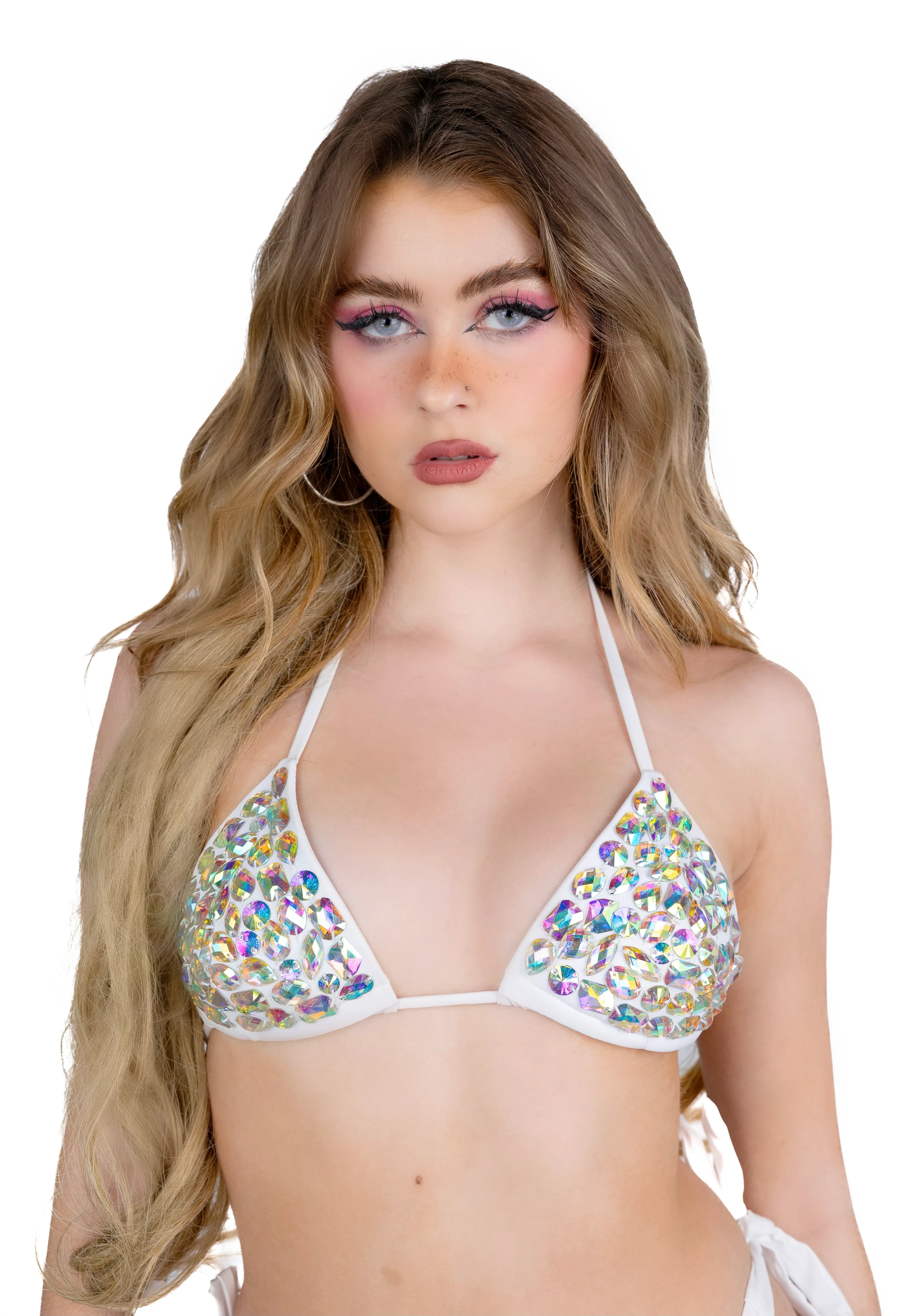 Cosmic White Rhinestone Top