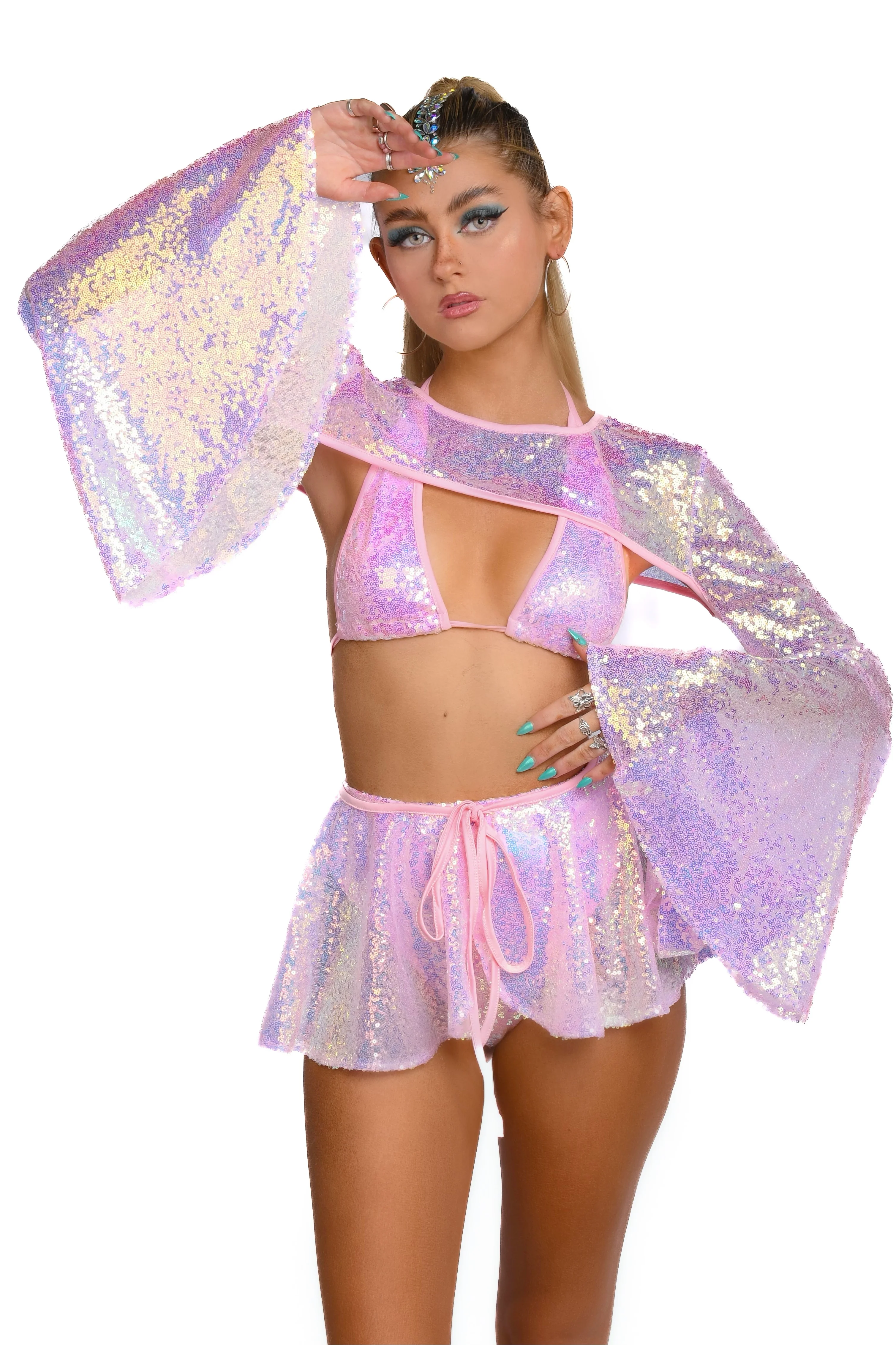 FULL OUTFIT - Cotton Candy Goddess Sequin Set - Image 2