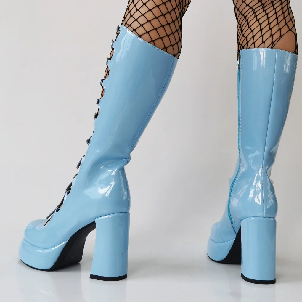 Dazzle Blue Platform Boots - Image 5