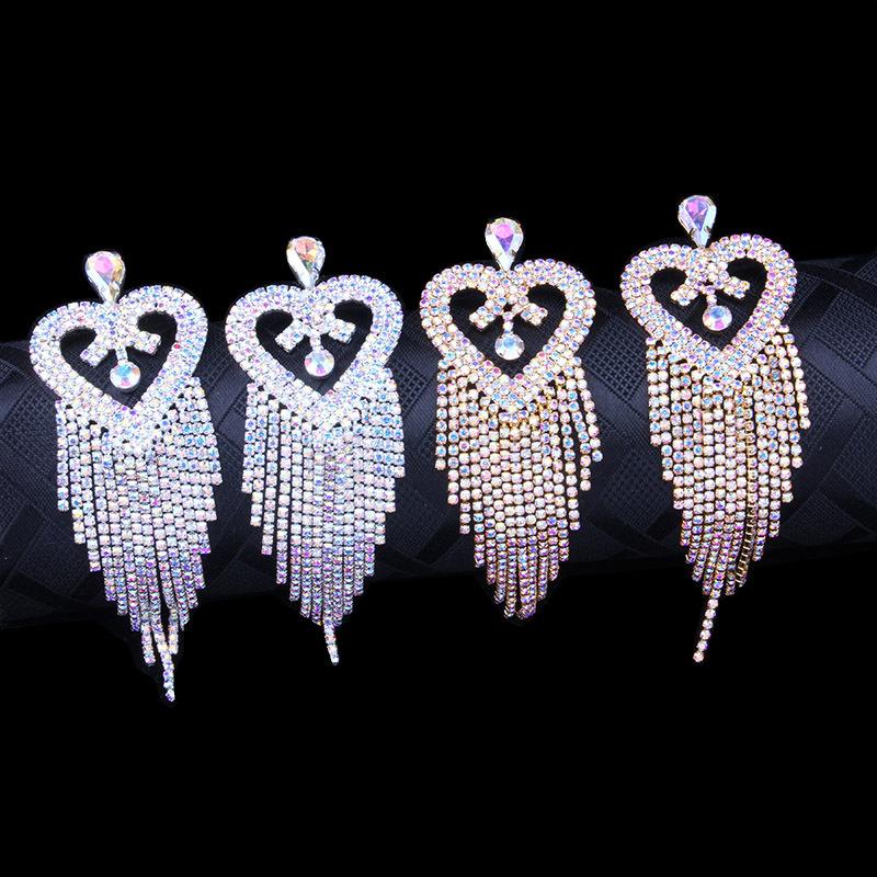 Diamond Heart Rhinestone Earrings - Image 10