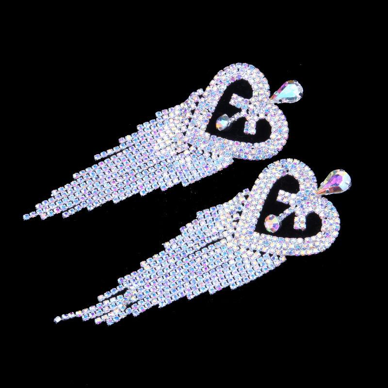 Diamond Heart Rhinestone Earrings - Image 6