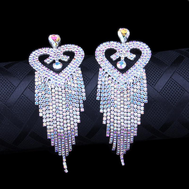 Diamond Heart Rhinestone Earrings - Image 7