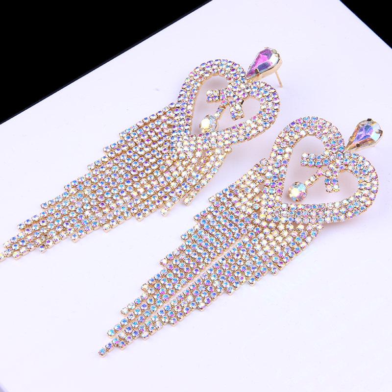 Diamond Heart Rhinestone Earrings - Image 8