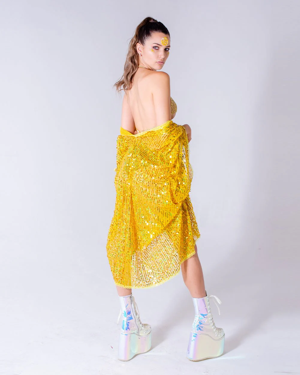 Disco Sequin Kimono - Yellow lily - Image 5
