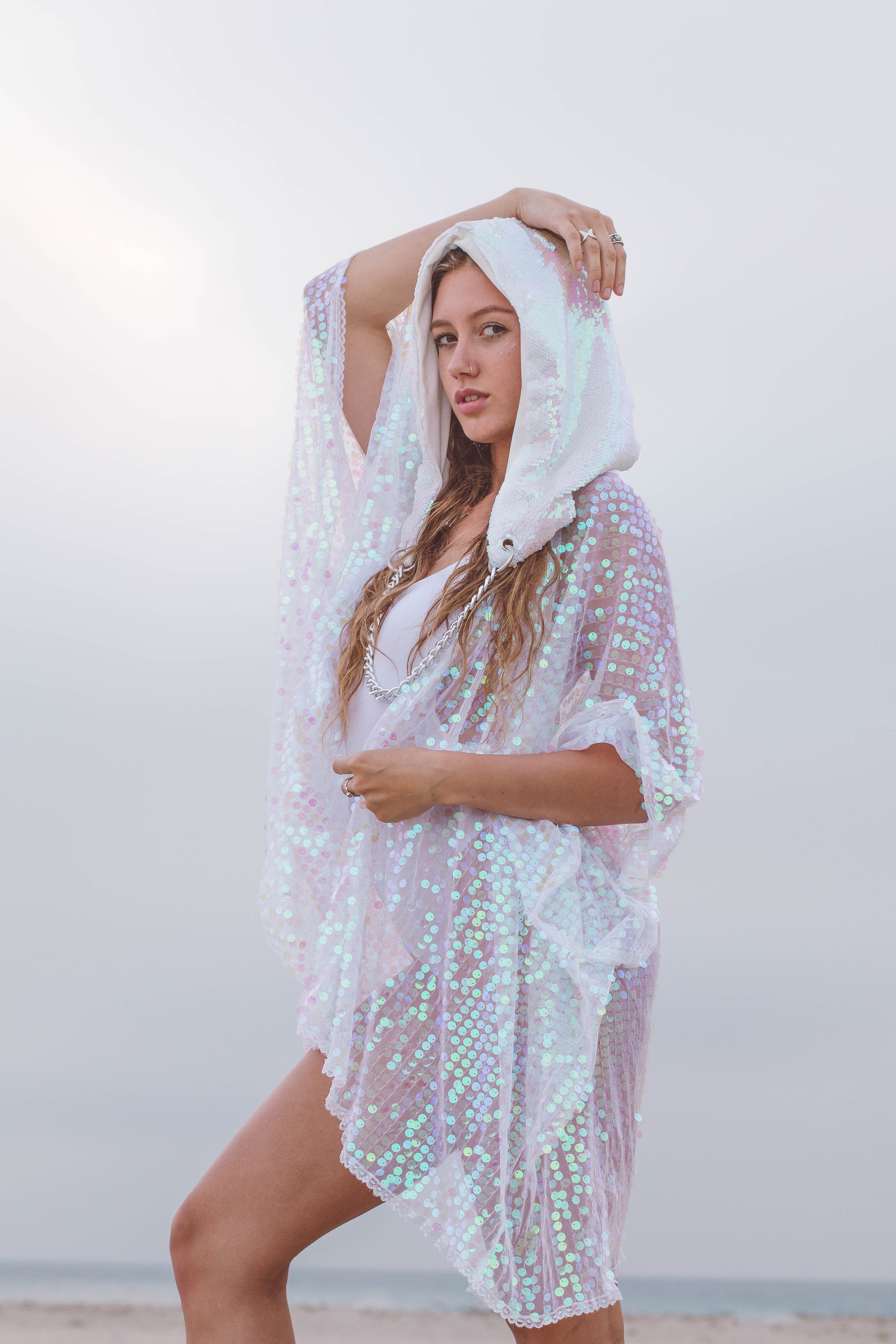 Disco Sequin Kimono - Pink Iridescent - Image 6