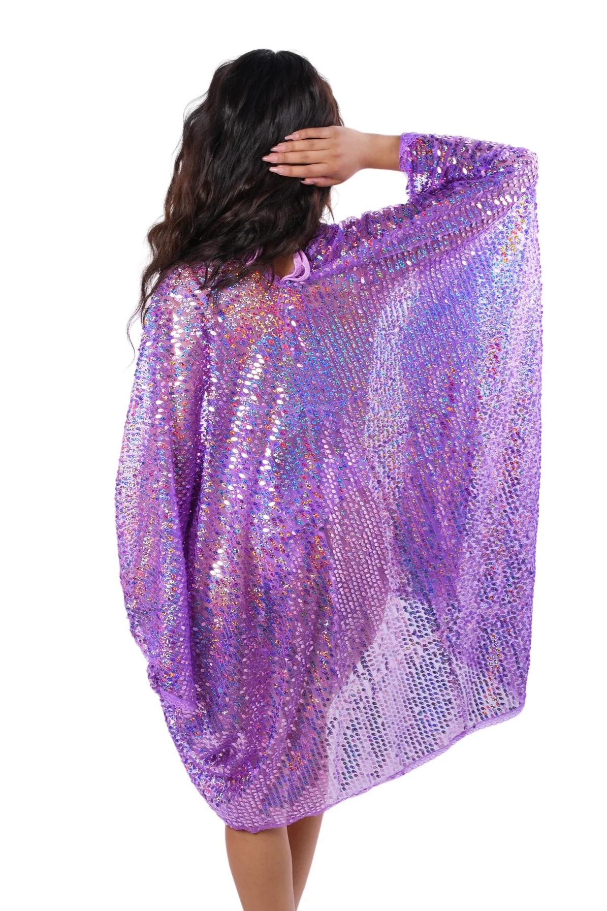 Disco Sequin Kimono - Purple Holographic - Image 3
