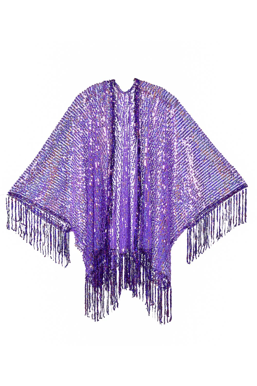 Disco Sequin Tassel Kimono - Purple Holographic - Image 7