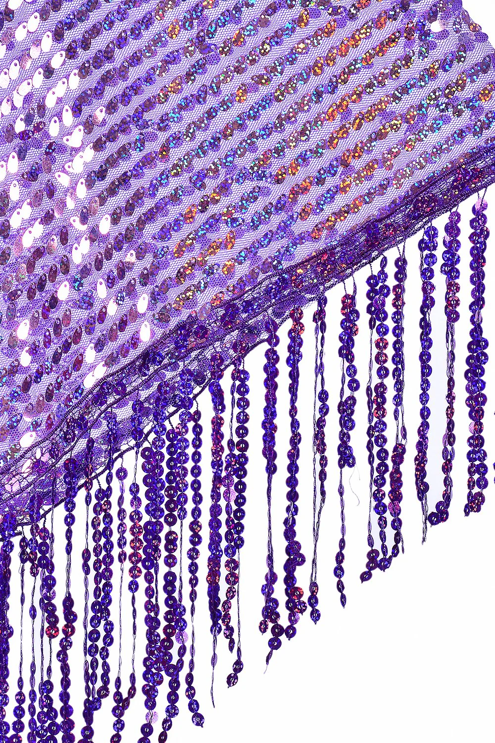 Disco Sequin Tassel Kimono - Purple Holographic - Image 8