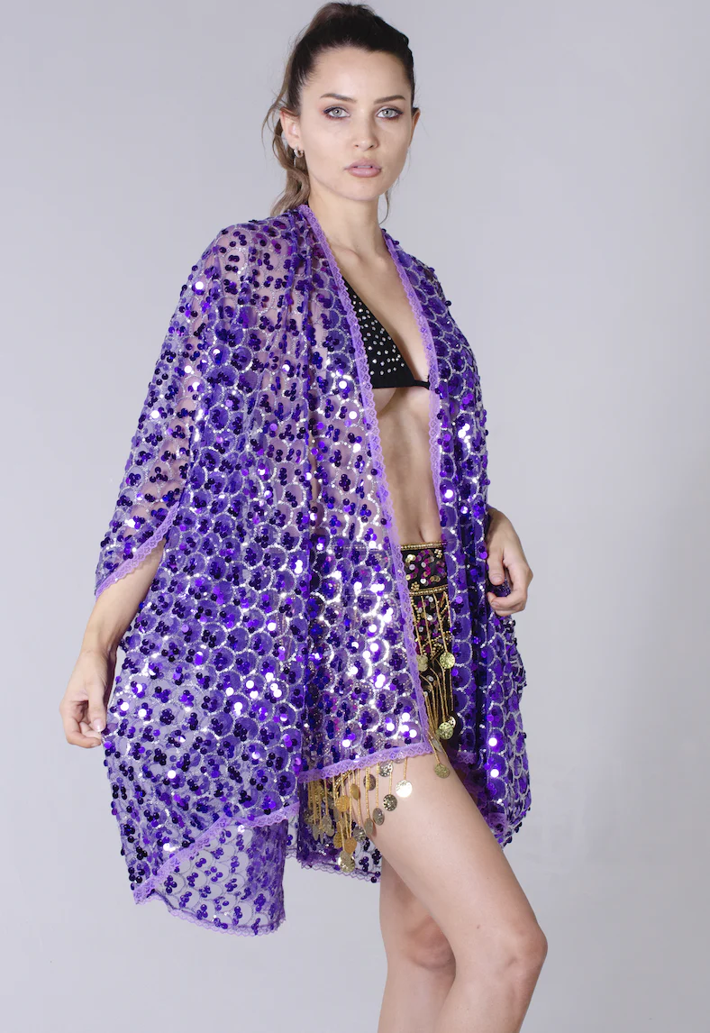 Disco Sequin Kimono - Violet - Image 6
