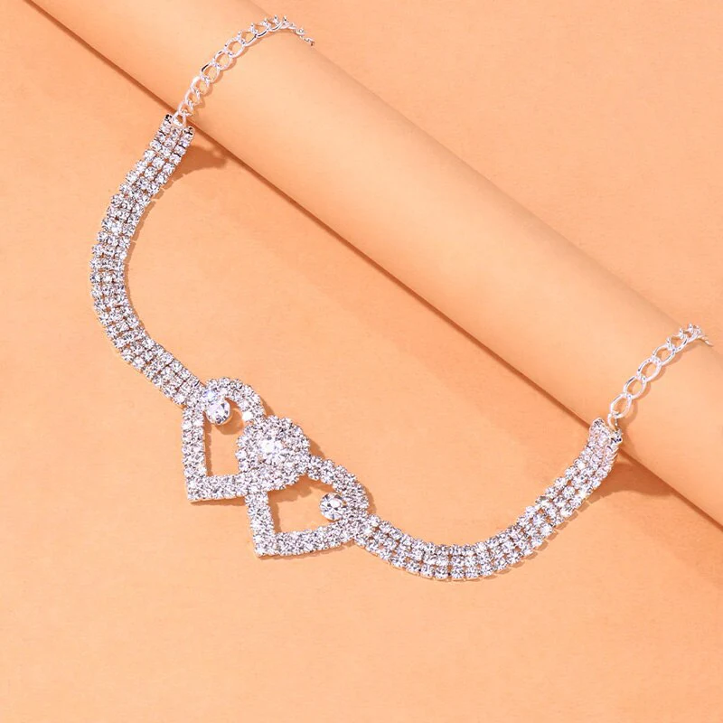 Double Heart Rhinestone Leg Wrap Leg Chains - Image 5