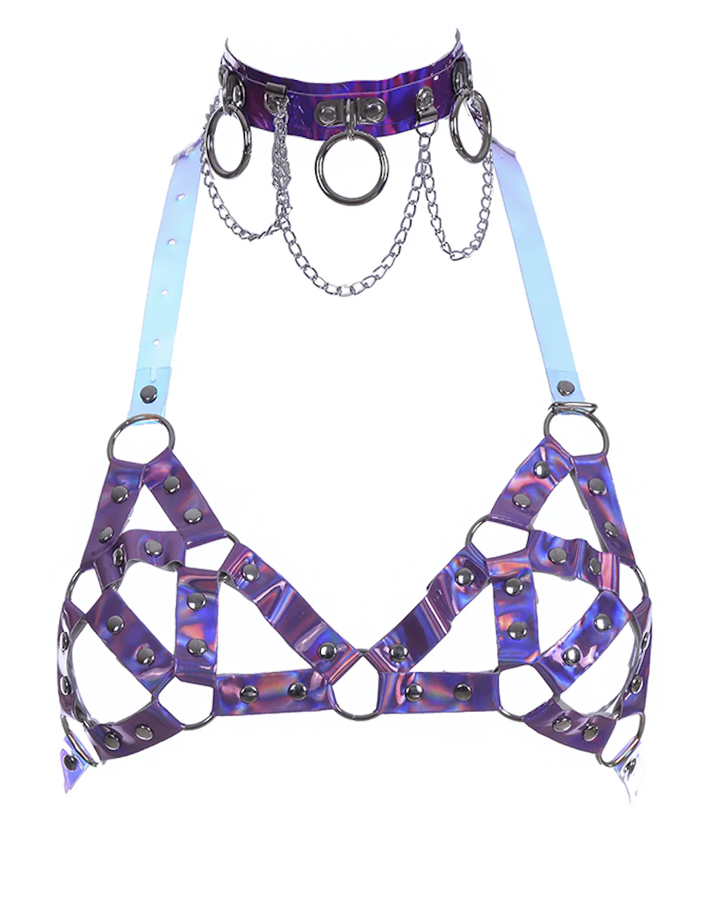 Hologram Harness Bra & Choker Set