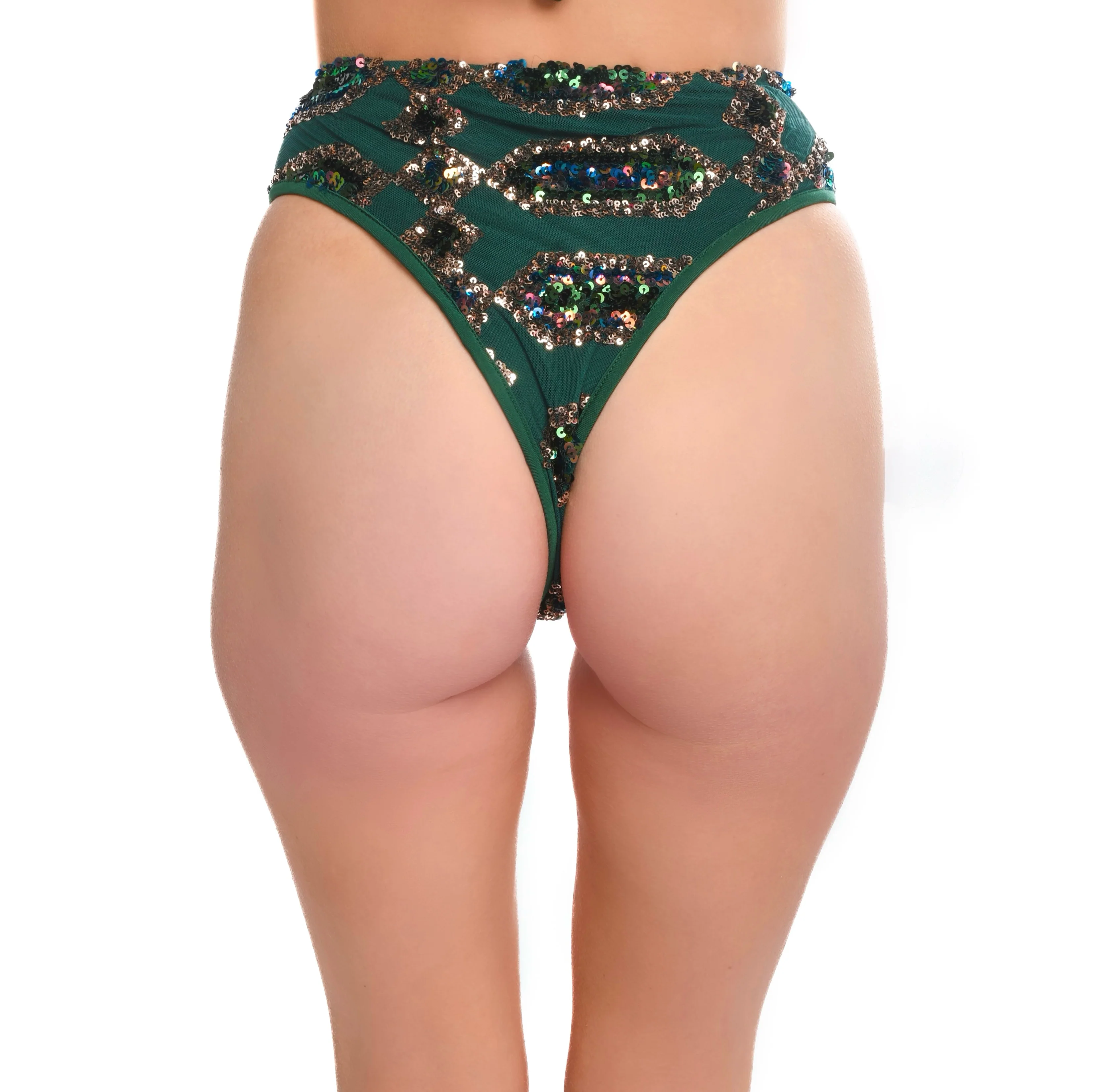 Emerald Jade Goddess Sequin Bottoms - Image 2