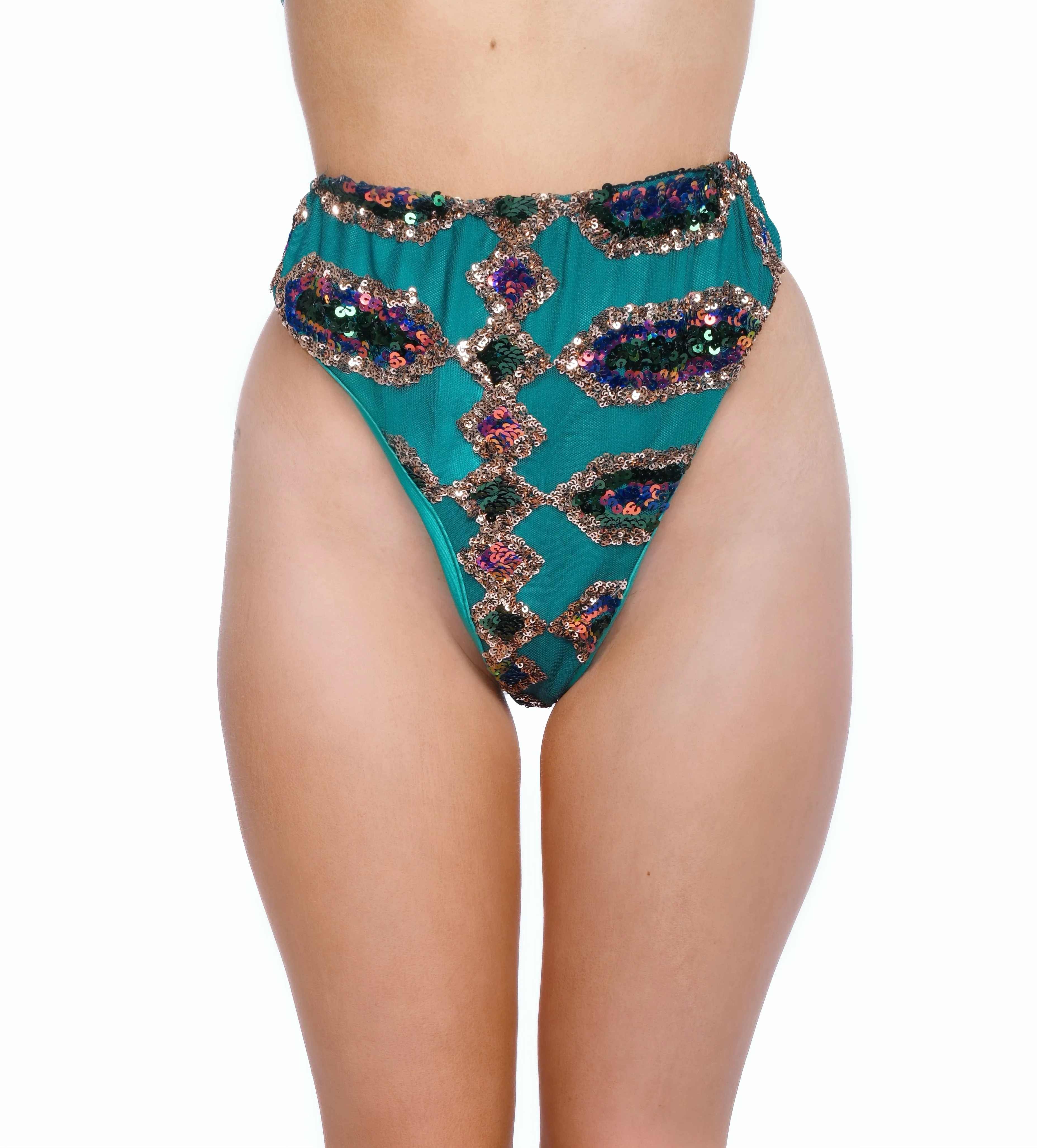 Emerald Jade Goddess Sequin Bottoms - Image 3