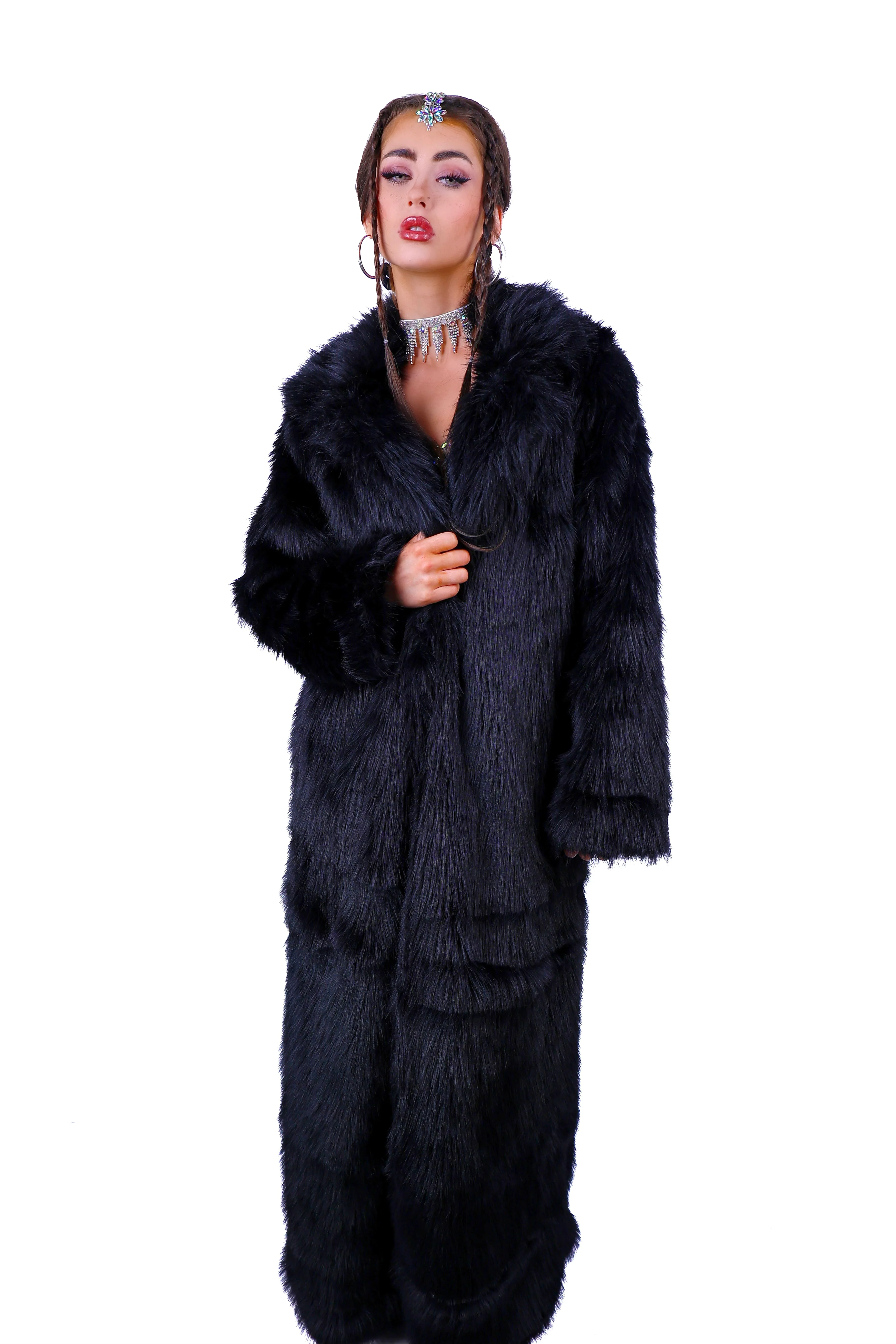 Midnight Chic Long Fuzzy Jacket - Image 2