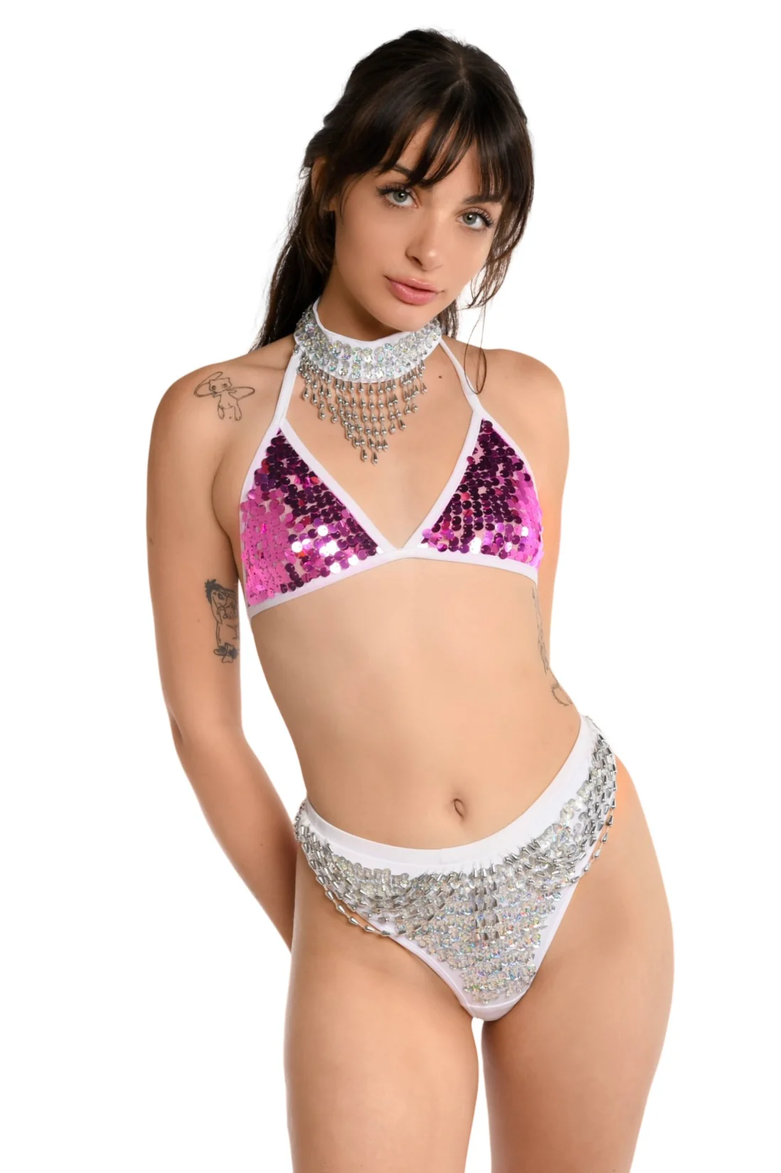 Magenta Sequin Triangle Top - Image 3
