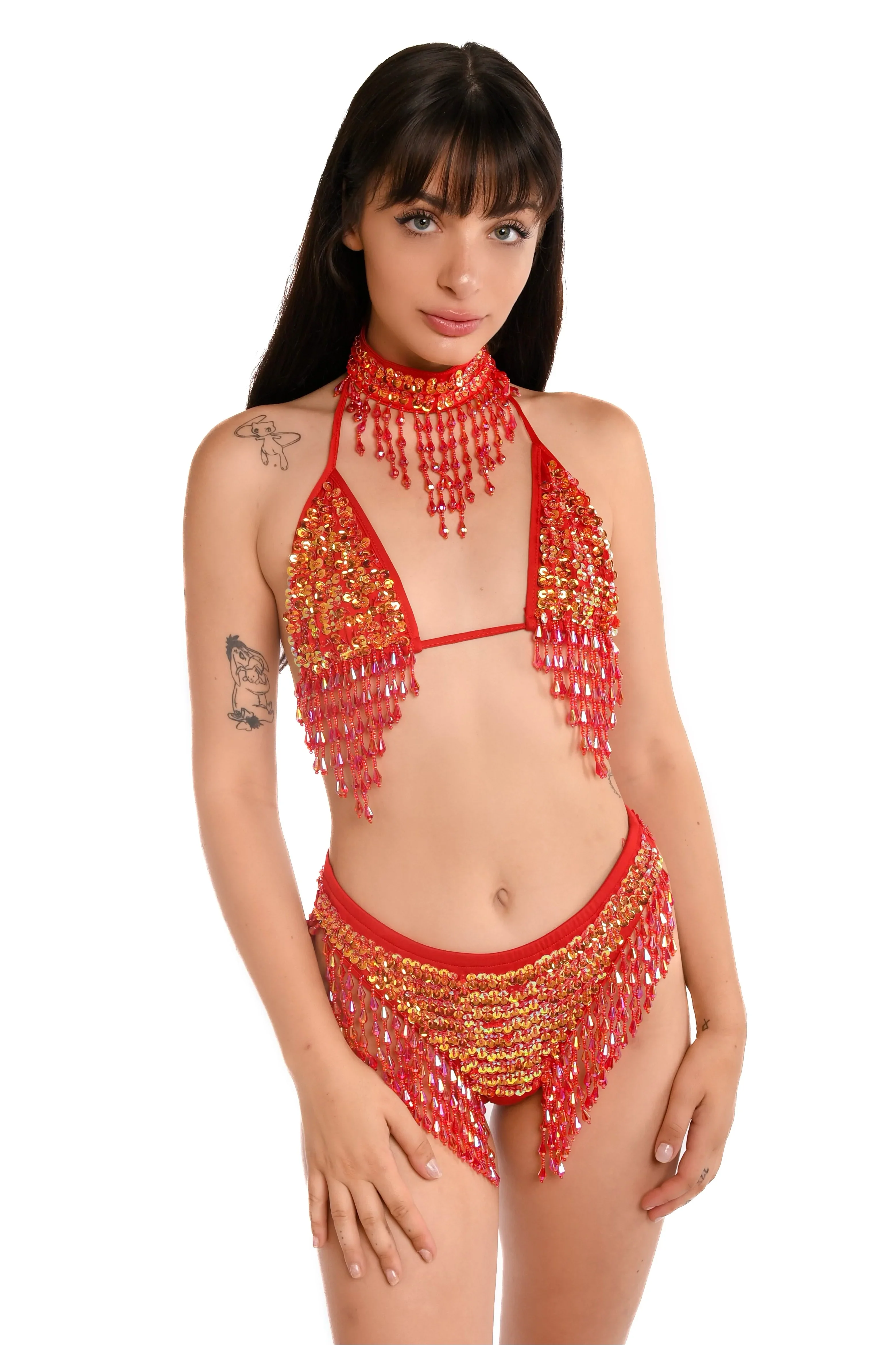 FULL OUTFIT- Flames Hand Stitched Sequin Set - Image 4