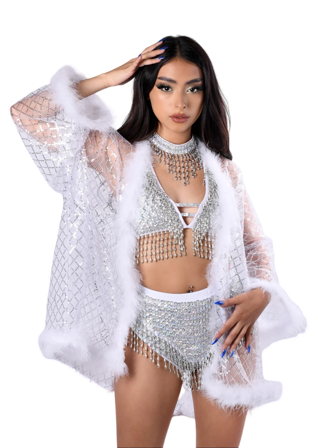 Fuzzy Sequin Kimono-Ice Princess - Image 4