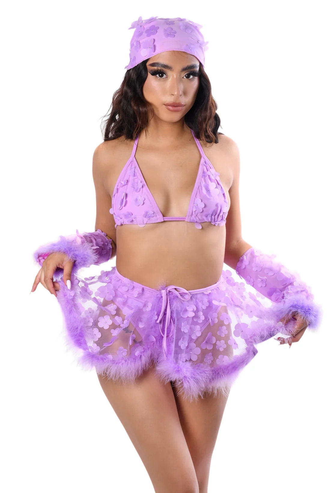 FULL OUTFIT - Lilac Blossom Fuzzy 3D Set (6 pcs) - Image 2