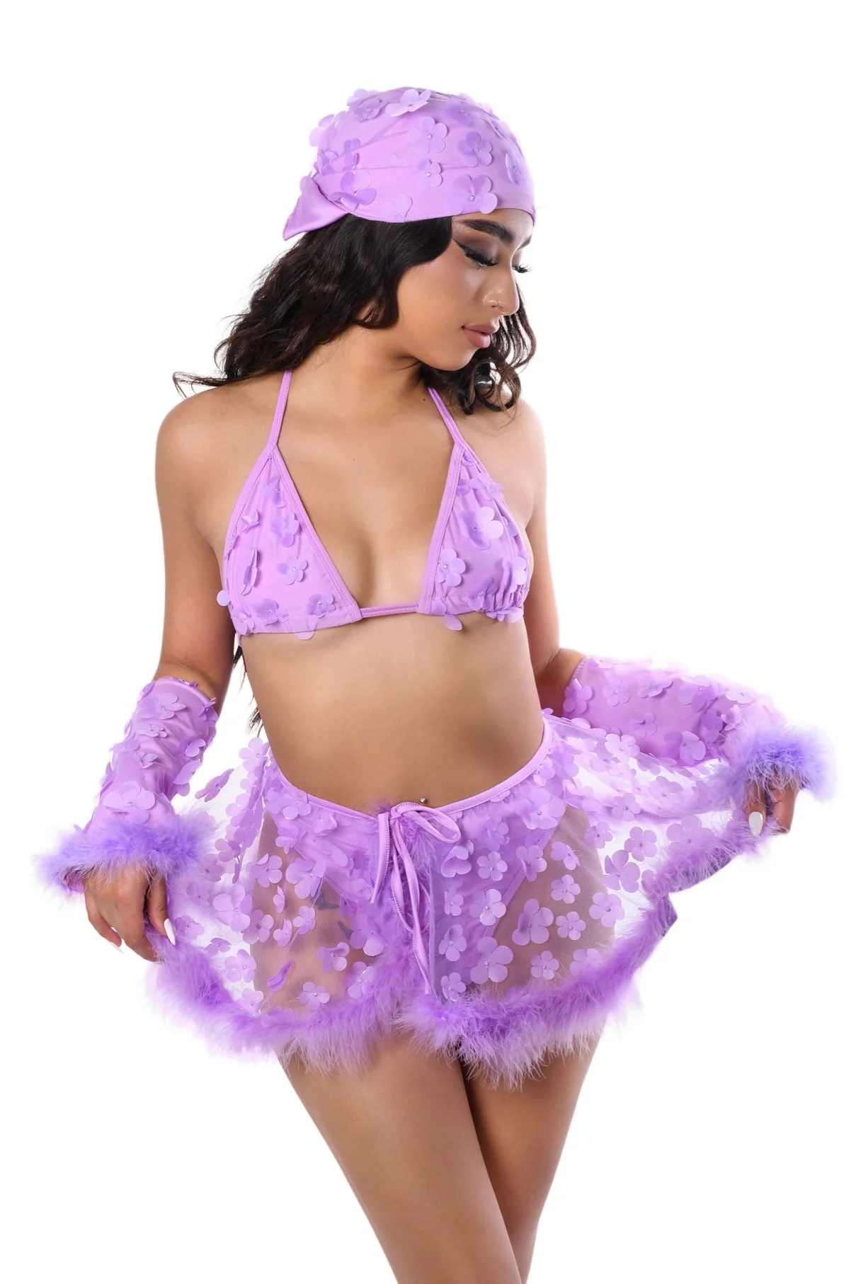 FULL OUTFIT - Lilac Blossom Fuzzy 3D Set (6 pcs) - Image 3