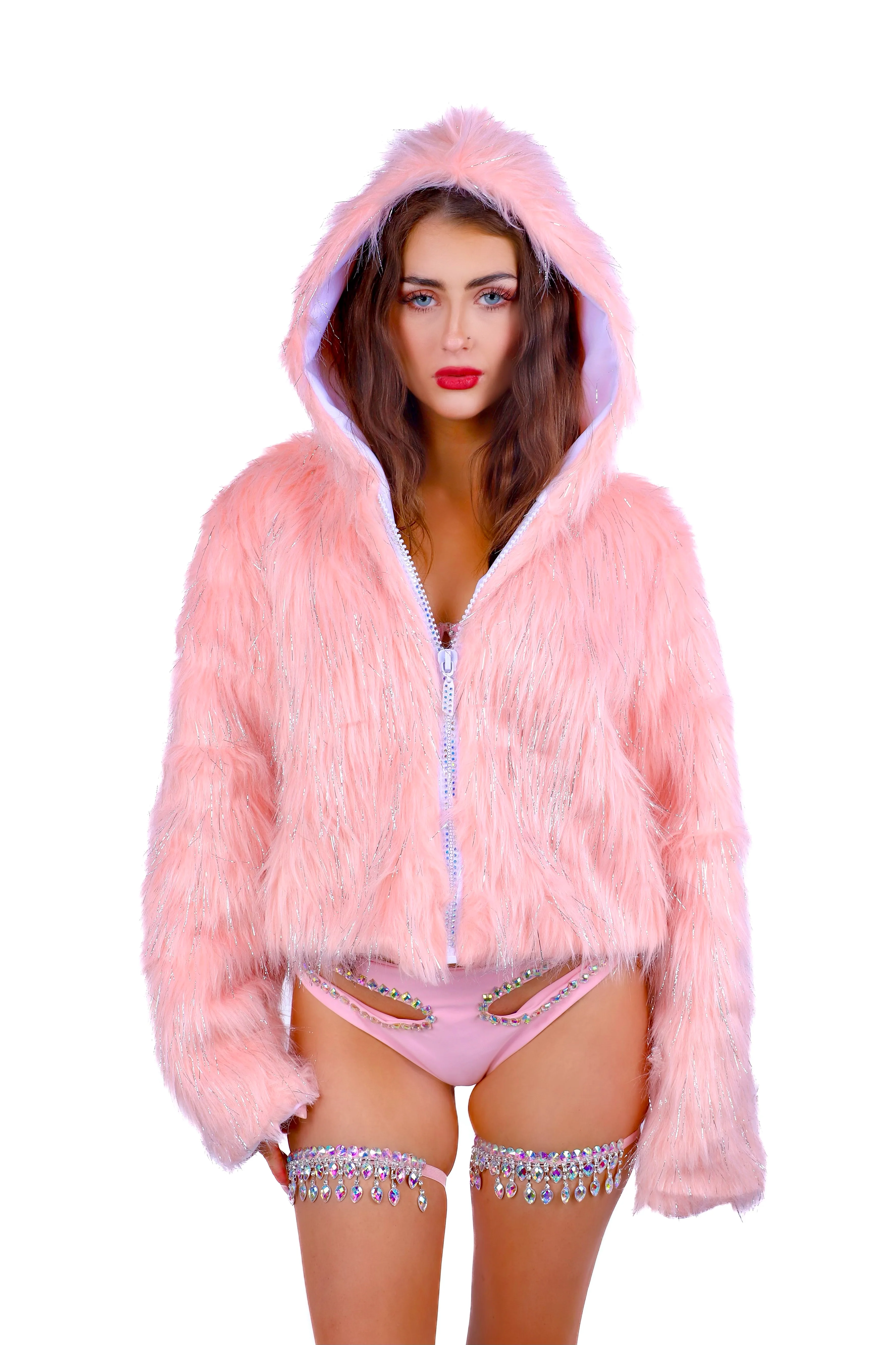 FULL OUTFIT- Baby Pink Fuzzy Diva (5 pcs) - Image 3