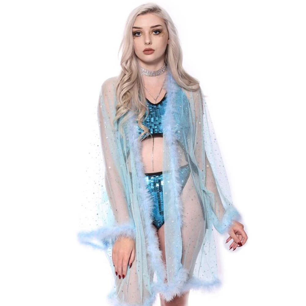 Fuzzy Kimono - Baby Blue
