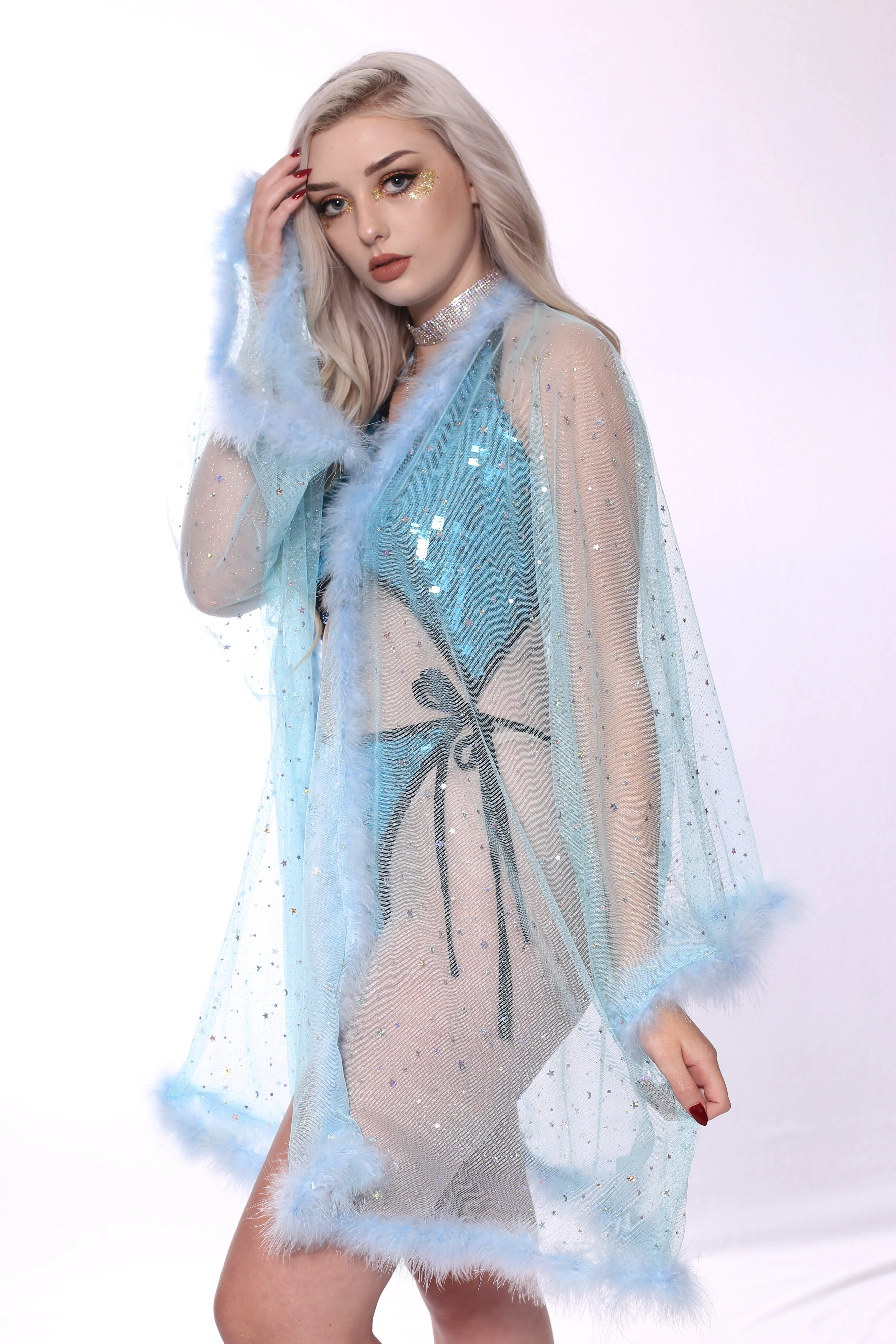 Fuzzy Kimono - Baby Blue - Image 4